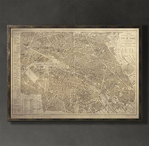 Paris Map Print Wall Art - Home & Office Decor for Living Room