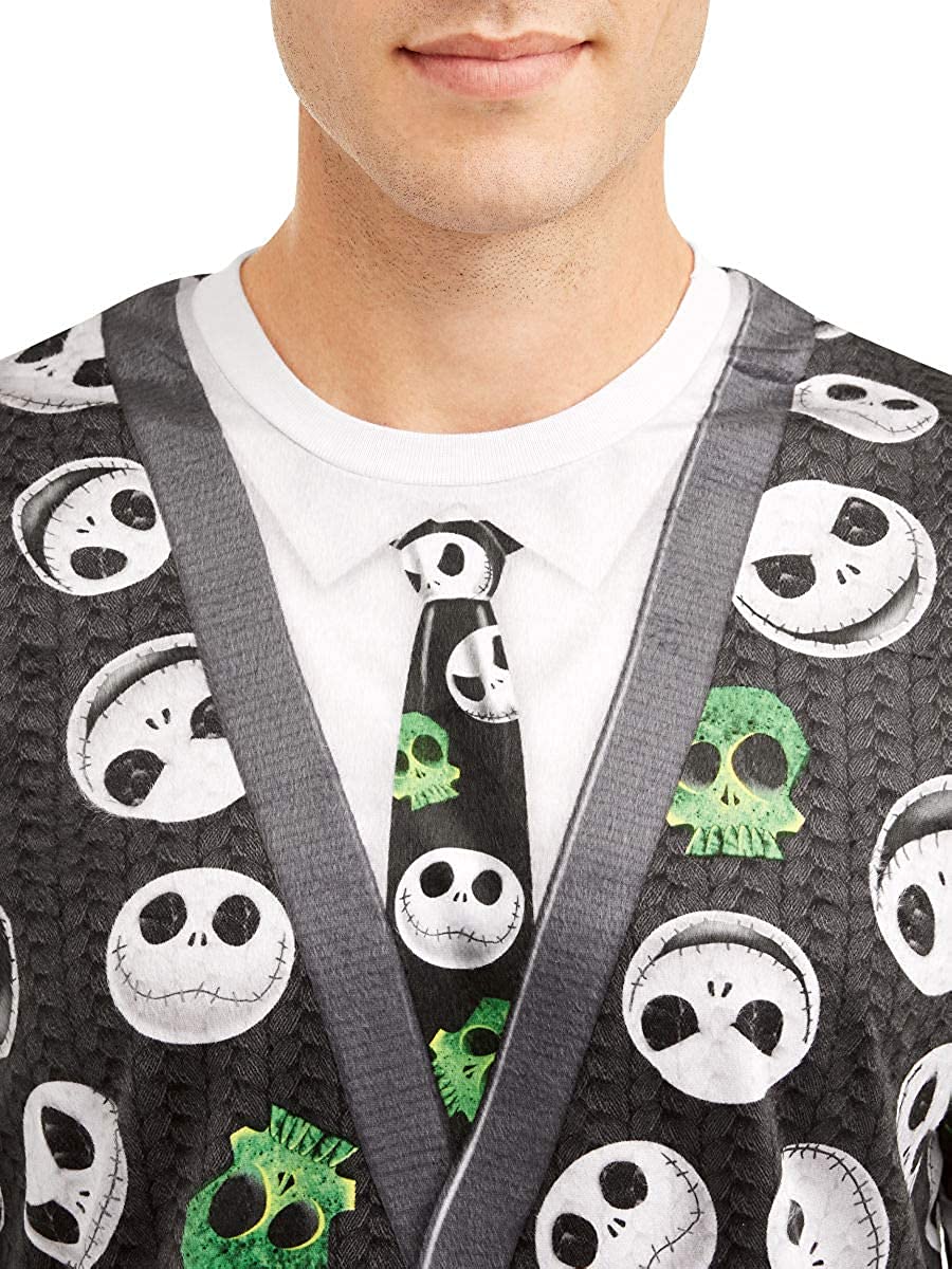Disney Nightmare Before Christmas Men's 2-Piece Pajama Set - Cozy Sleepwear for Halloween & Christmas | Jack Skellington Themed Lounge Wear