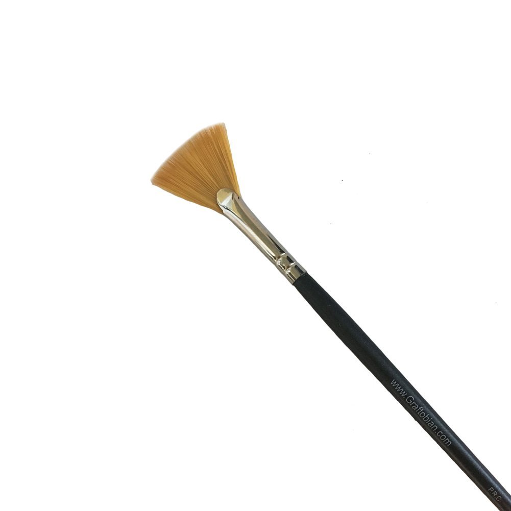 Graftobian Small Fan Brush #2 - Professional Makeup Brush for Blending & Detailing - Perfect for Eyeshadow, Contouring & Face Painting