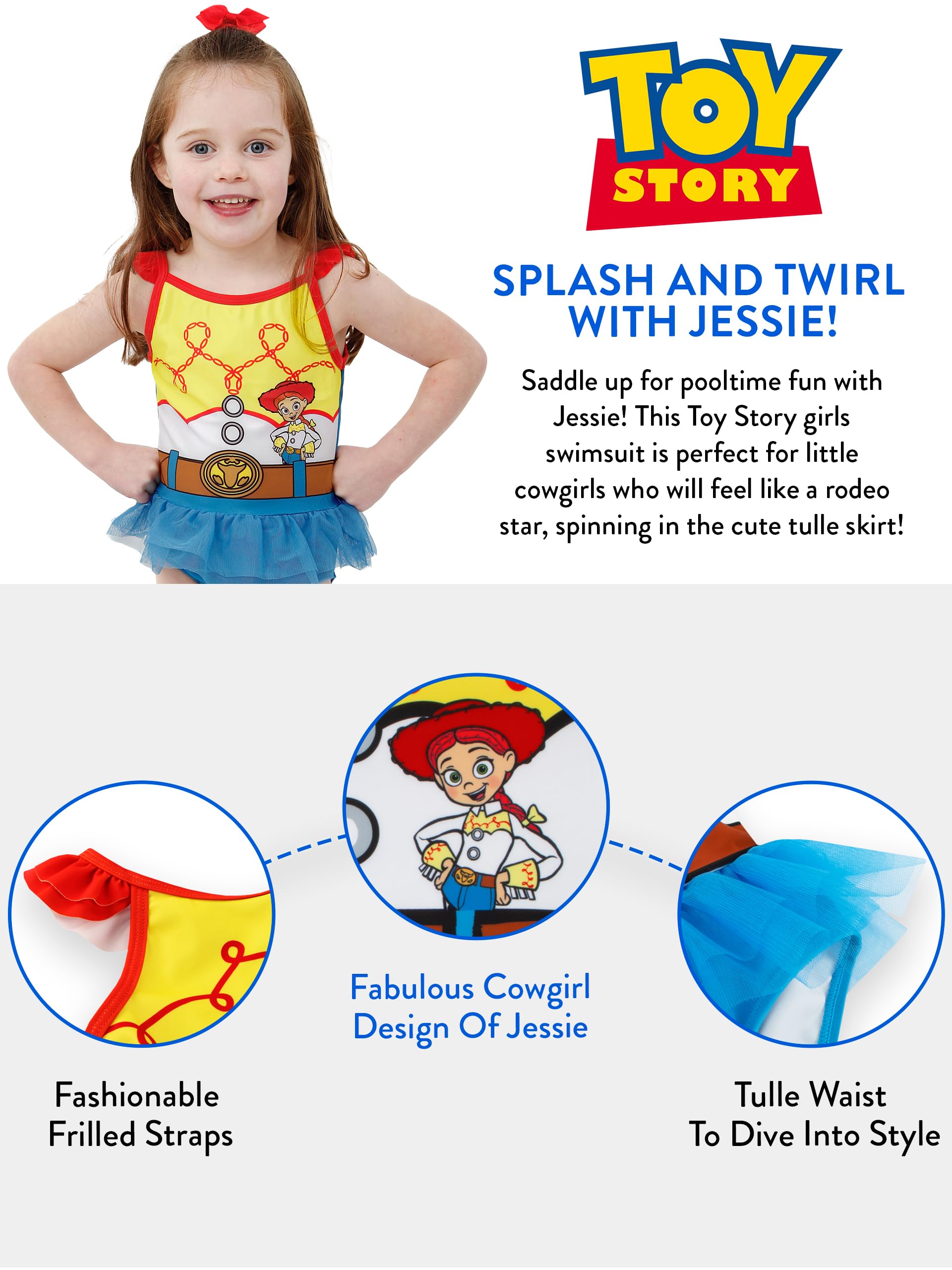 Disney Toy Story Girls' One-Piece Bathing Suit | Cute Swimsuit for Kids | Perfect for Pool Parties, Beach Vacations & Summer Water Play