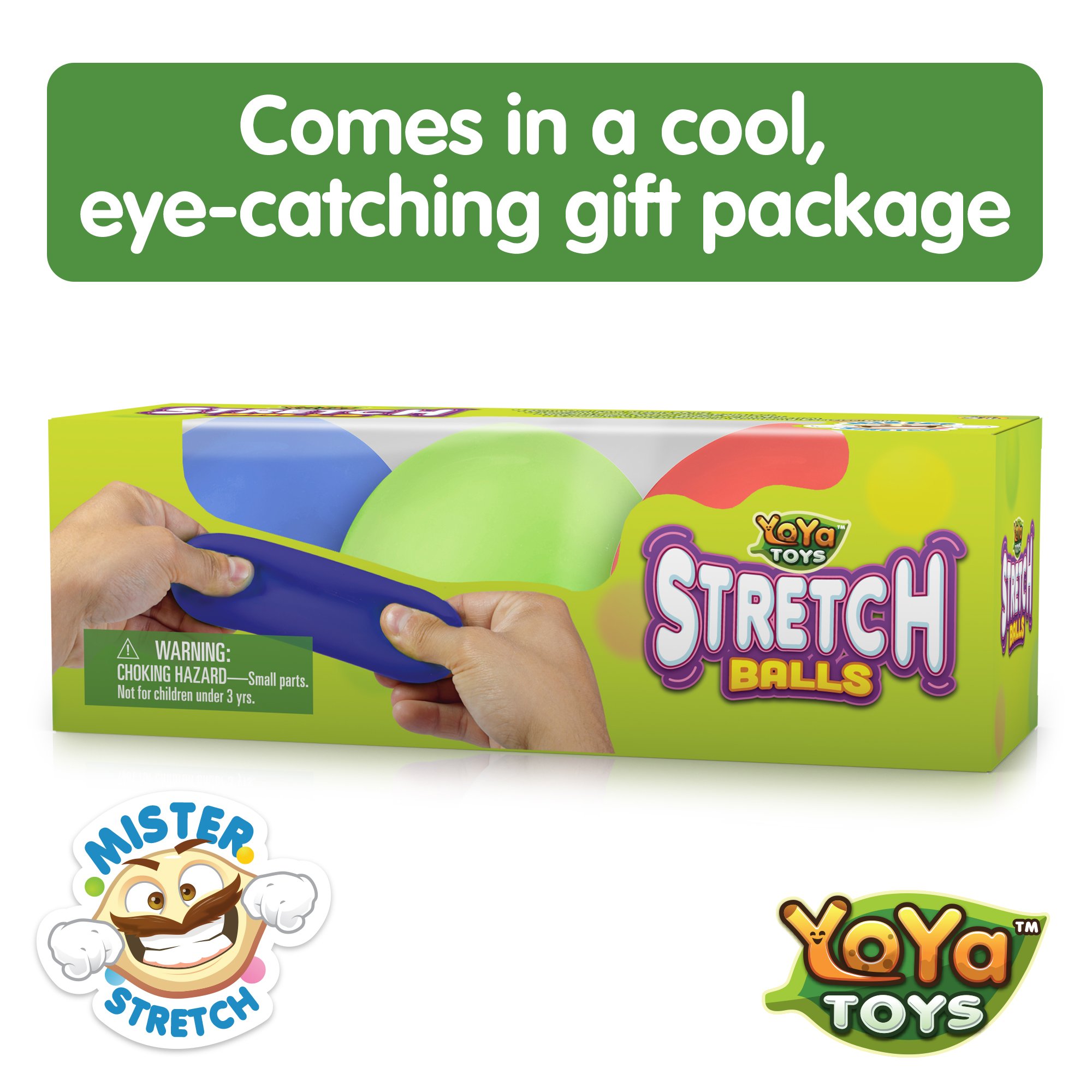 YoYa Toys Pull, Stretch and Squeeze Stress Relief Balls - Set of 3 Elastic Sensory Fidget Toys for Anxiety, Autism & Special Needs, Calming Therapy Tools for Kids & Adults - Perfect for Classroom, Office & Home Use
