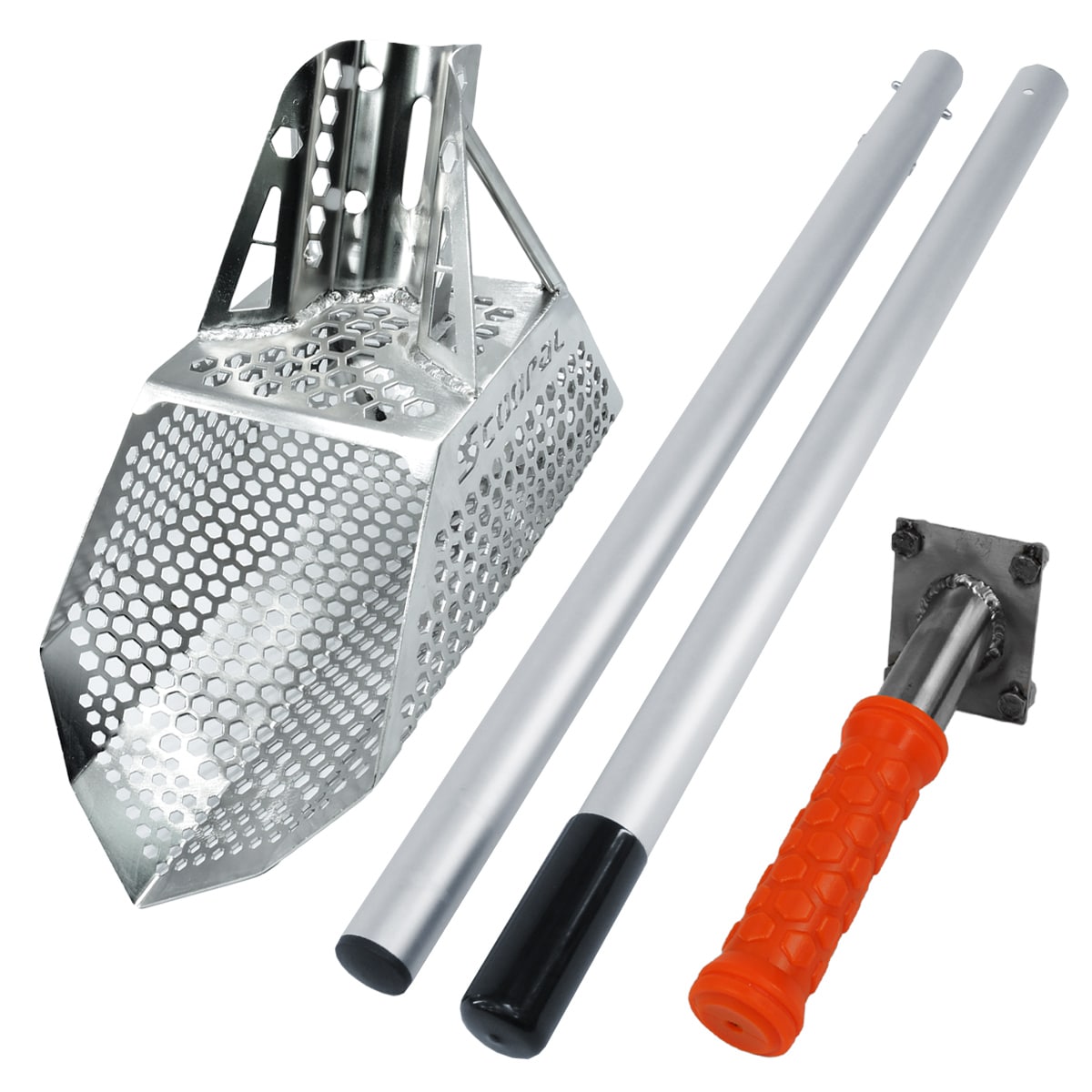 Quest Scoopal Sand Scoop with Hand Rod & Travel Rod Set - Perfect for Beach Metal Detecting, Treasure Hunting & Outdoor Adventures