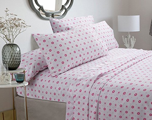 Cozy Line Home Fashions Pink Greta Pastel Floral 3-Piece Twin Sheet Set - Ultra Soft Brushed Microfiber, Wrinkle, Fade & Stain Resistant - Perfect for Kids' Rooms, Guest Beds & Dorm Decor