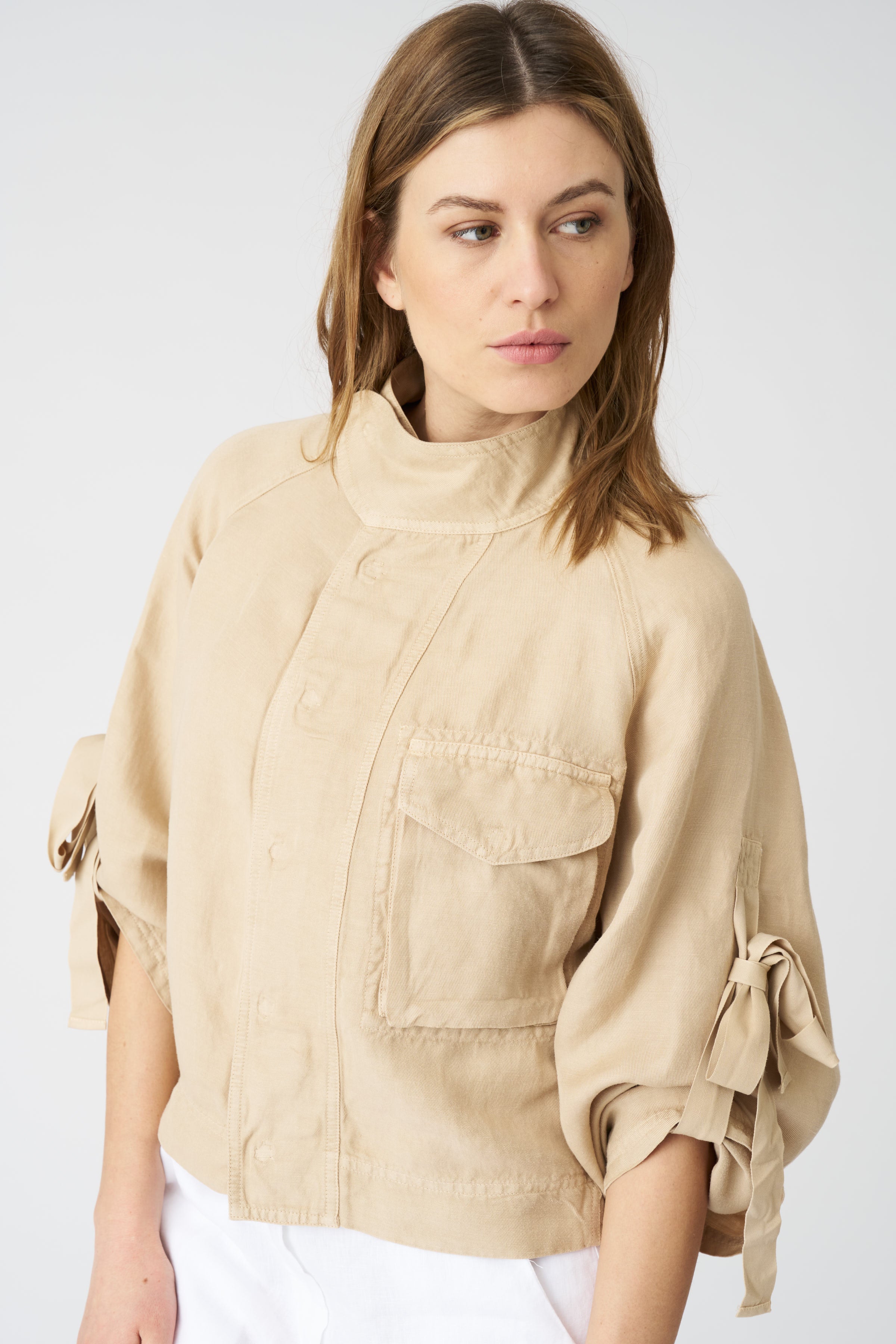 Stylish Tie-Front Sleeve Jacket for Women - Trendy Long Sleeve Blazer with Belted Waist - Perfect for Office Wear, Business Casual & Fall Outfits
