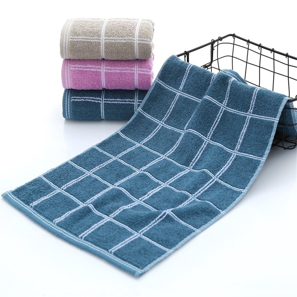 Soft Plaid Cotton Face Towel for Adults - Absorbent & Thickened Washcloth for Skincare, Makeup Removal & Household Use - Gentle Exfoliating Bath & Beauty Towel Set