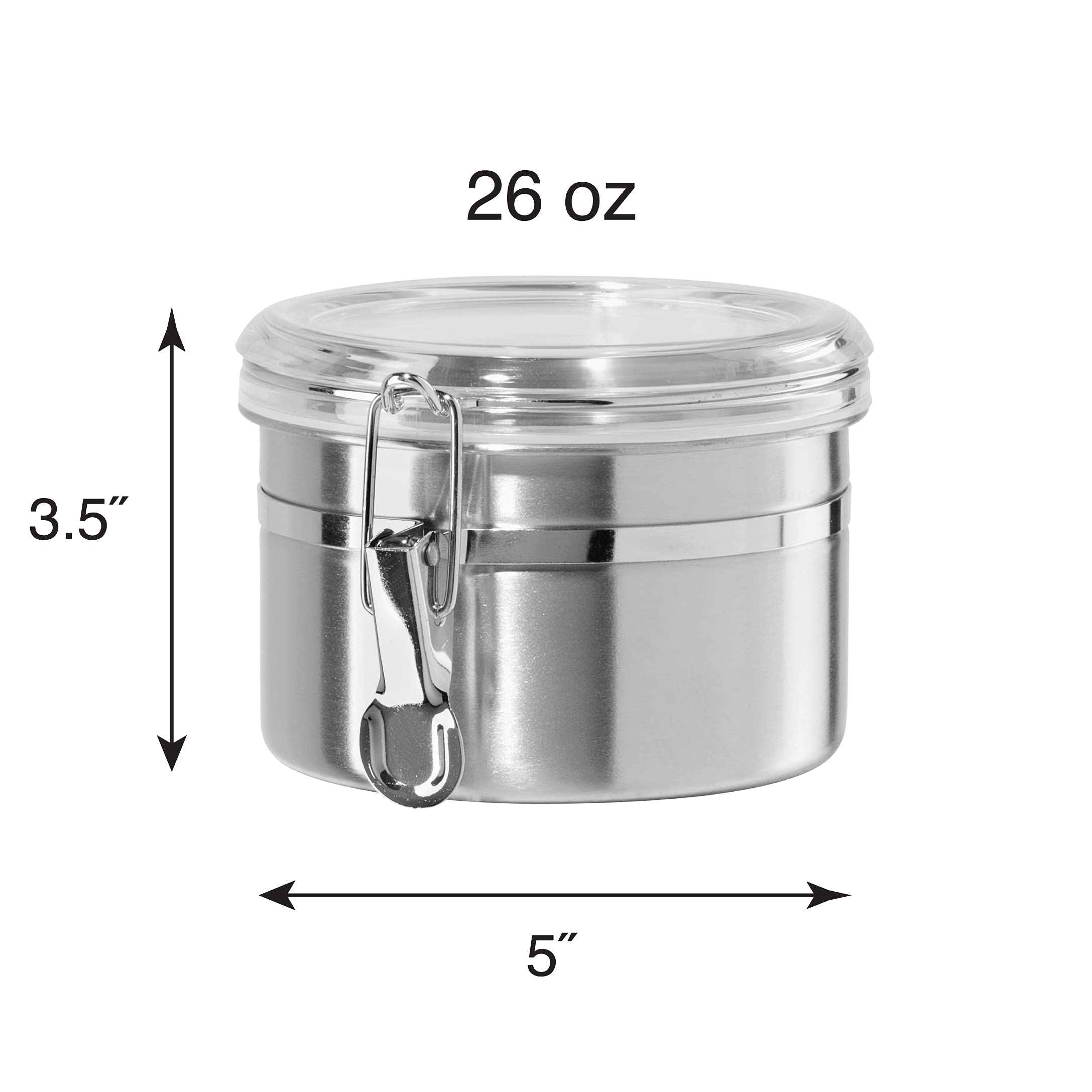 OGGI 26 fl oz Stainless Steel Kitchen Canister with Airtight Clamp Lid & Clear See-Through Top - Perfect for Coffee, Tea, Sugar, Flour & Spice Storage - Ideal for Pantry, Countertop & Kitchen Organization (5