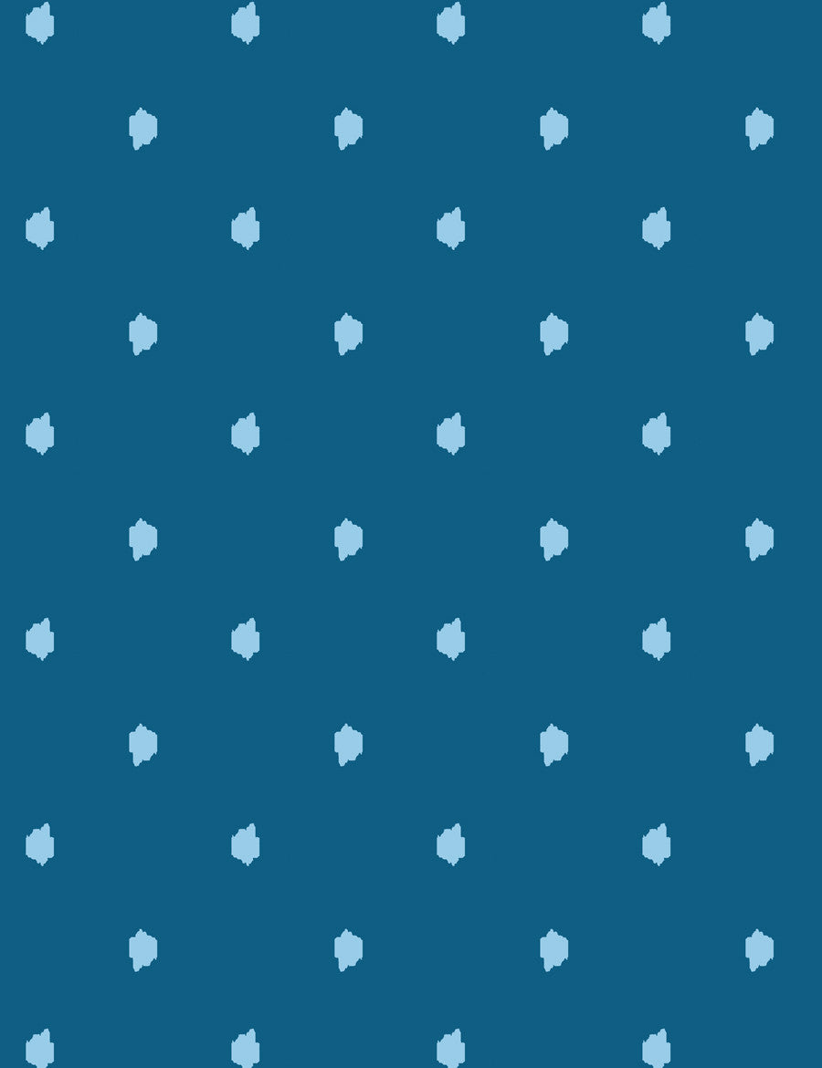 Wallshoppe Medina Dot Wallpaper - Powder Blue & Cadet Blue Peel and Stick Removable Wallpaper for Bedroom, Nursery, or Home Office Decor