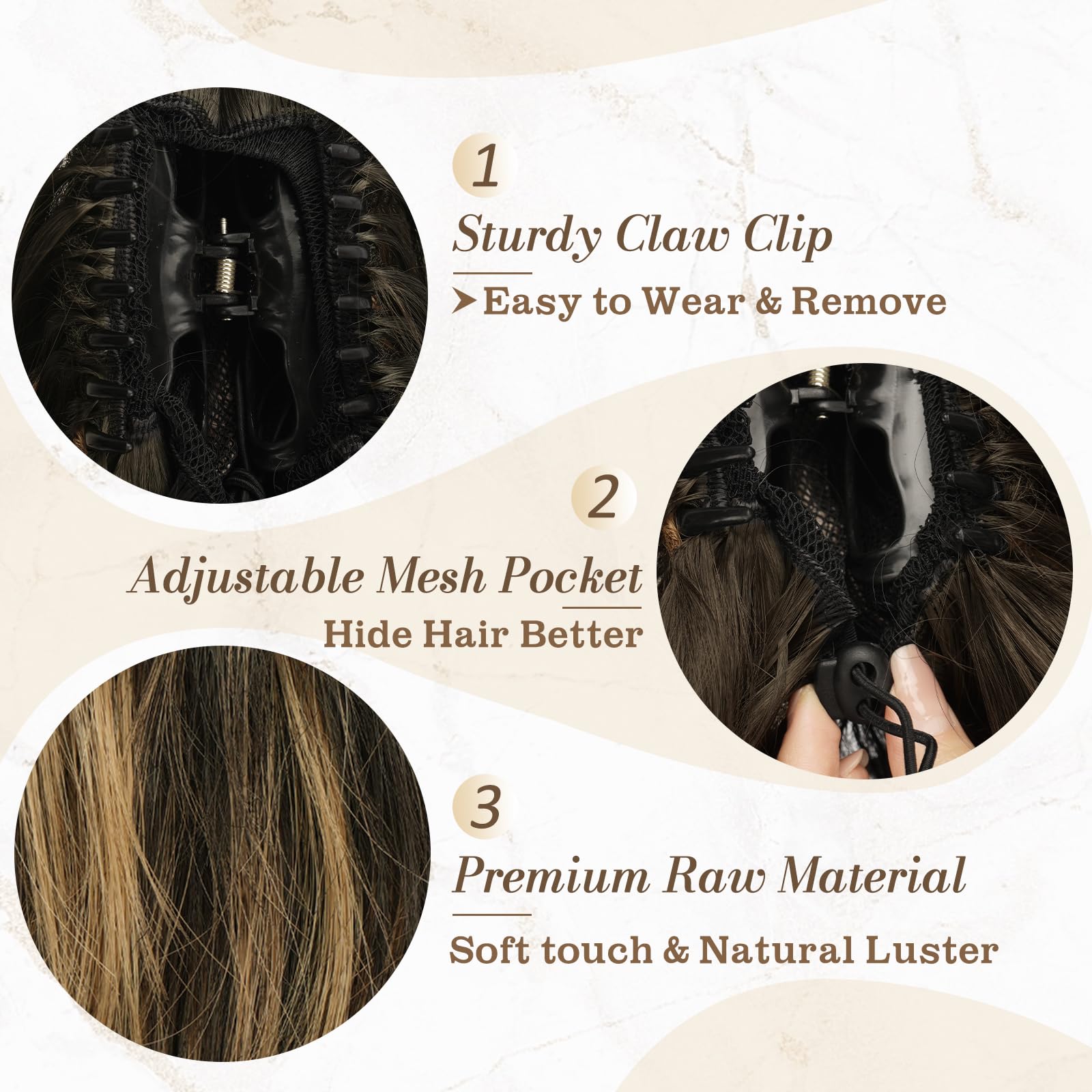 8 Inch Claw Clip Hair Bun Extension for Straight Hair - Perfect for Updos, Ponytails & Everyday Hairstyles
