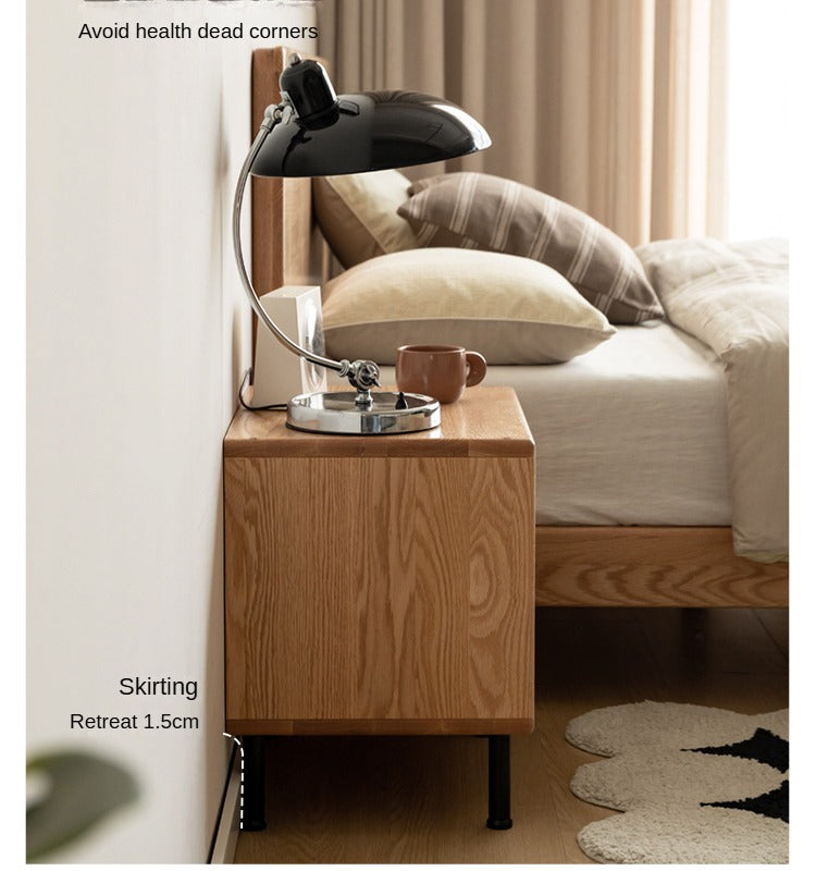 Solid Oak Wood Nightstand - Sturdy Bedside Table with Drawer for Bedroom, Living Room & Office - Perfect for Storage & Decor