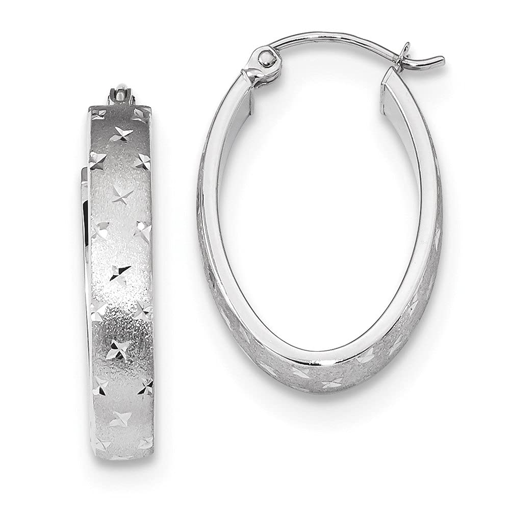 14K Gold Polished Satin Diamond-Cut Hoop Earrings for Women | Elegant Everyday Jewelry, Perfect for Work, Date Night & Special Occasions