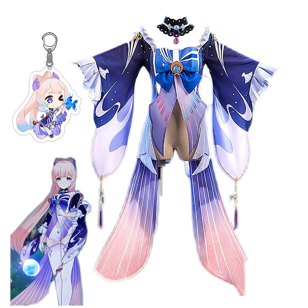 Genshin Impact Sangonomiya Kokomi Cosplay Costume Full Set - Anime Halloween Cosplay Outfit with Free Keychain | Perfect for Conventions, Cosplay Events & Halloween Parties
