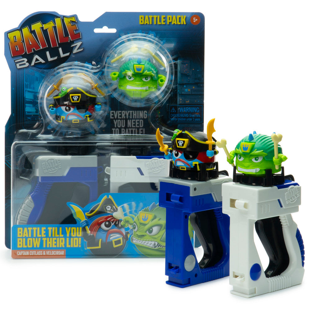 Battle Ballz Battle Pack - Velociroar vs Captain Cutlass Action Figure Set for Kids | Epic Duel Toy Collection | Perfect for Playtime Battles & Collectors