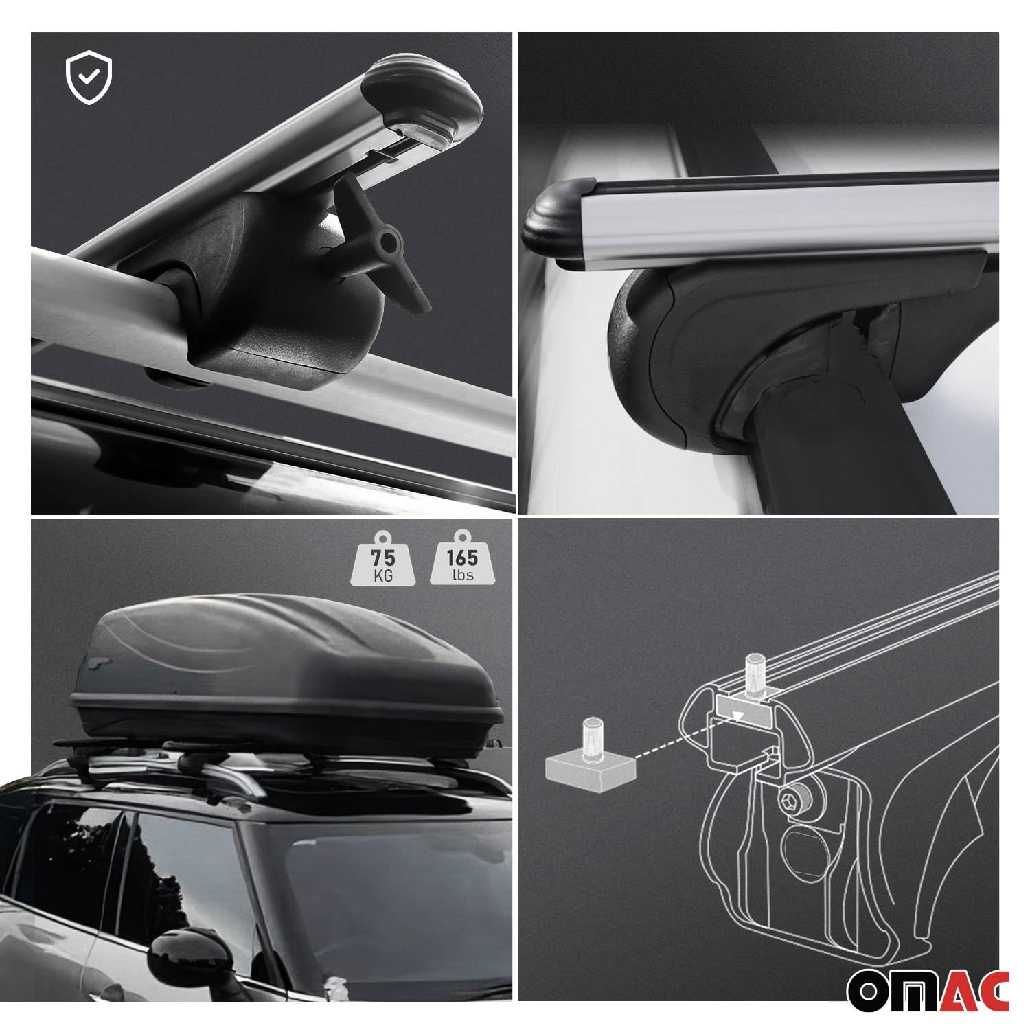 OMAC Lockable Roof Rack Cross Bars for Toyota 4Runner 2006-2009 - Anti-Theft Luggage Carrier for Kayak, Canoe, Surfboard, Ski & Snowboard - Perfect for Camping, Travel & Outdoor Adventures