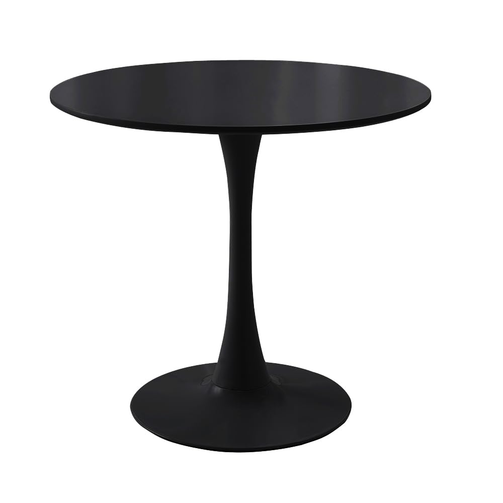 Modern Round Dining Table 31.5 Inch - Black Kitchen & Dining Room Furniture with Colored Top | Perfect for Small Spaces, Breakfast Nooks, Apartments & Cozy Family Meals