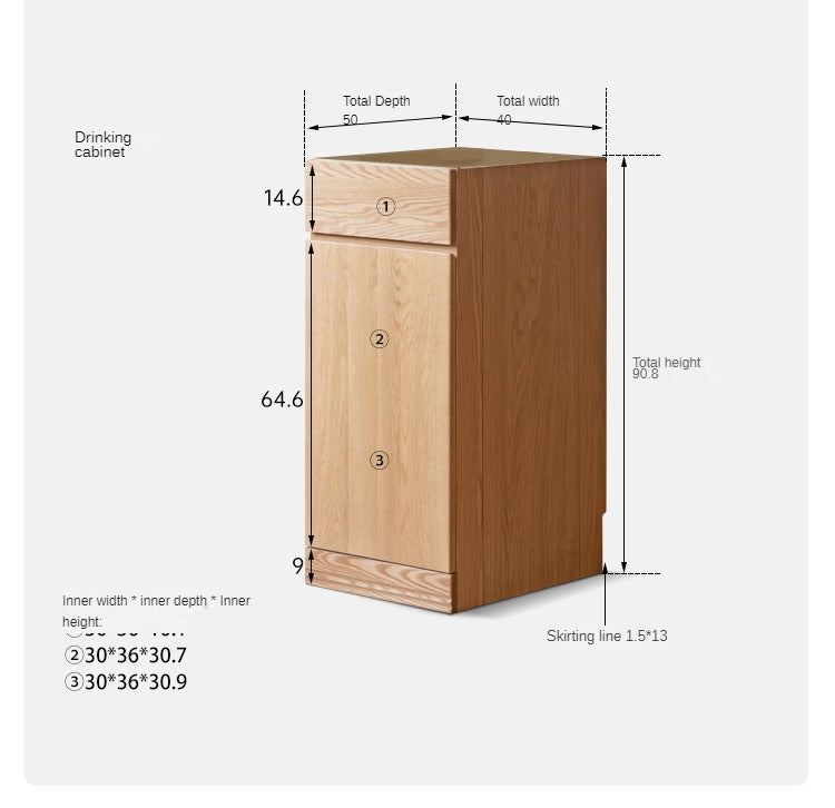 Solid Oak Wood Sideboard Buffet Cabinet - Multi-Functional Storage Locker with Drawers & Shelves for Dining Room, Living Room, and Entryway Organization