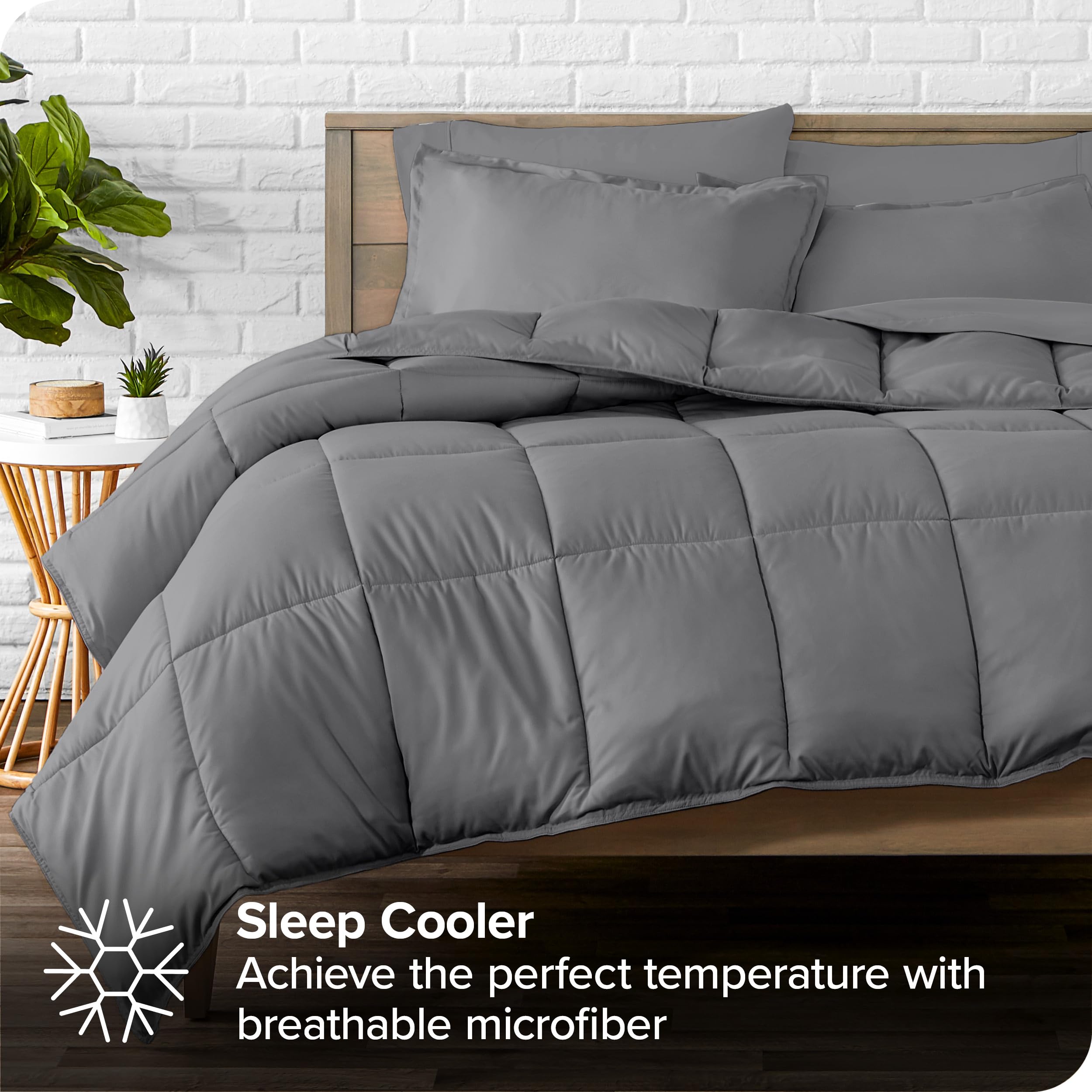 Bare Home 5-Piece Bed-in-A-Bag Comforter Set with Sheets - Twin XL Size, Goose Down Alternative, Ultra-Soft 1800 Thread Count Premium Bedding (Grey) - Perfect for Dorms, Guest Rooms & Cozy Bedrooms