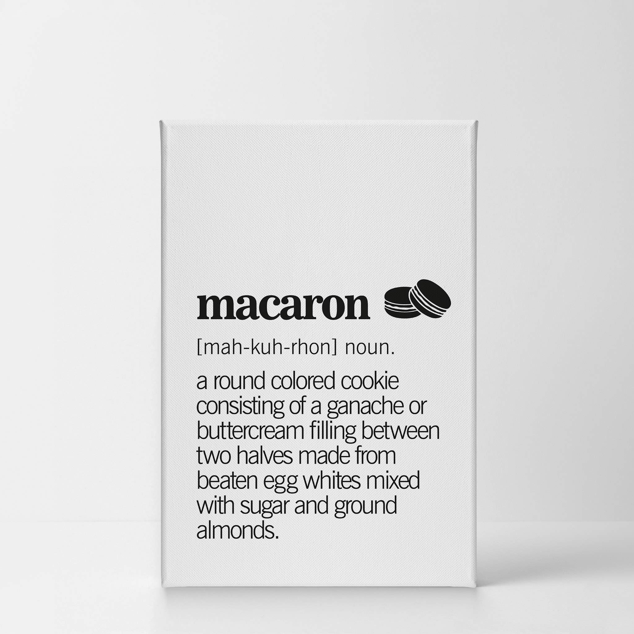Funny Macaron Definition Canvas Wall Art Print - Kitchen & Dining Room Decor, Farmhouse Style, Modern Housewarming Gift (40x30 Inch) | Perfect for Restaurants, Cafes & Home Decor