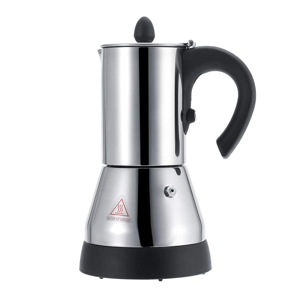 Stainless Steel Electric Coffee Maker - 300ml for Espresso & Cappuccino at Home