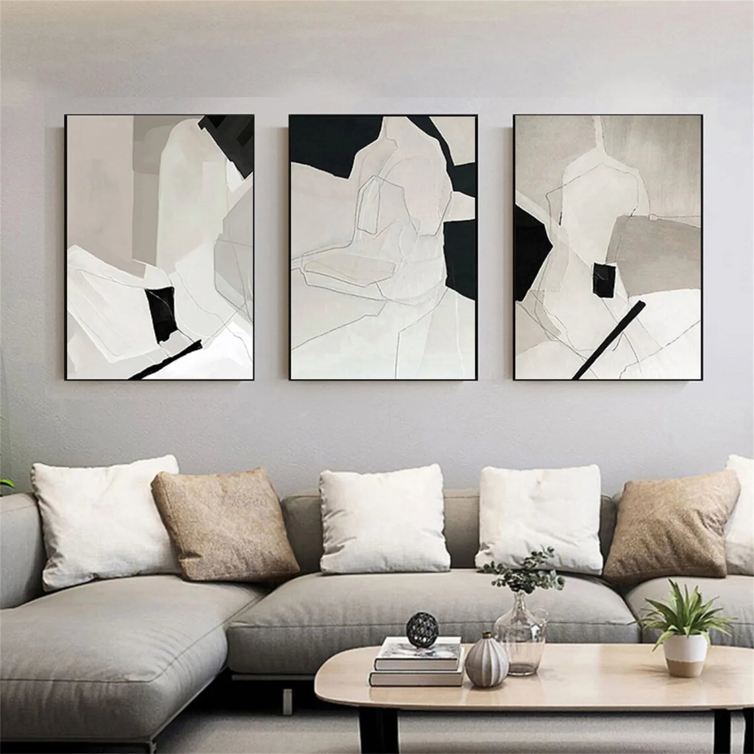 Abstract Tranquility Set of 3 Wall Art Paintings - Modern Minimalist Canvas Prints for Living Room, Bedroom & Office Decor #WS176