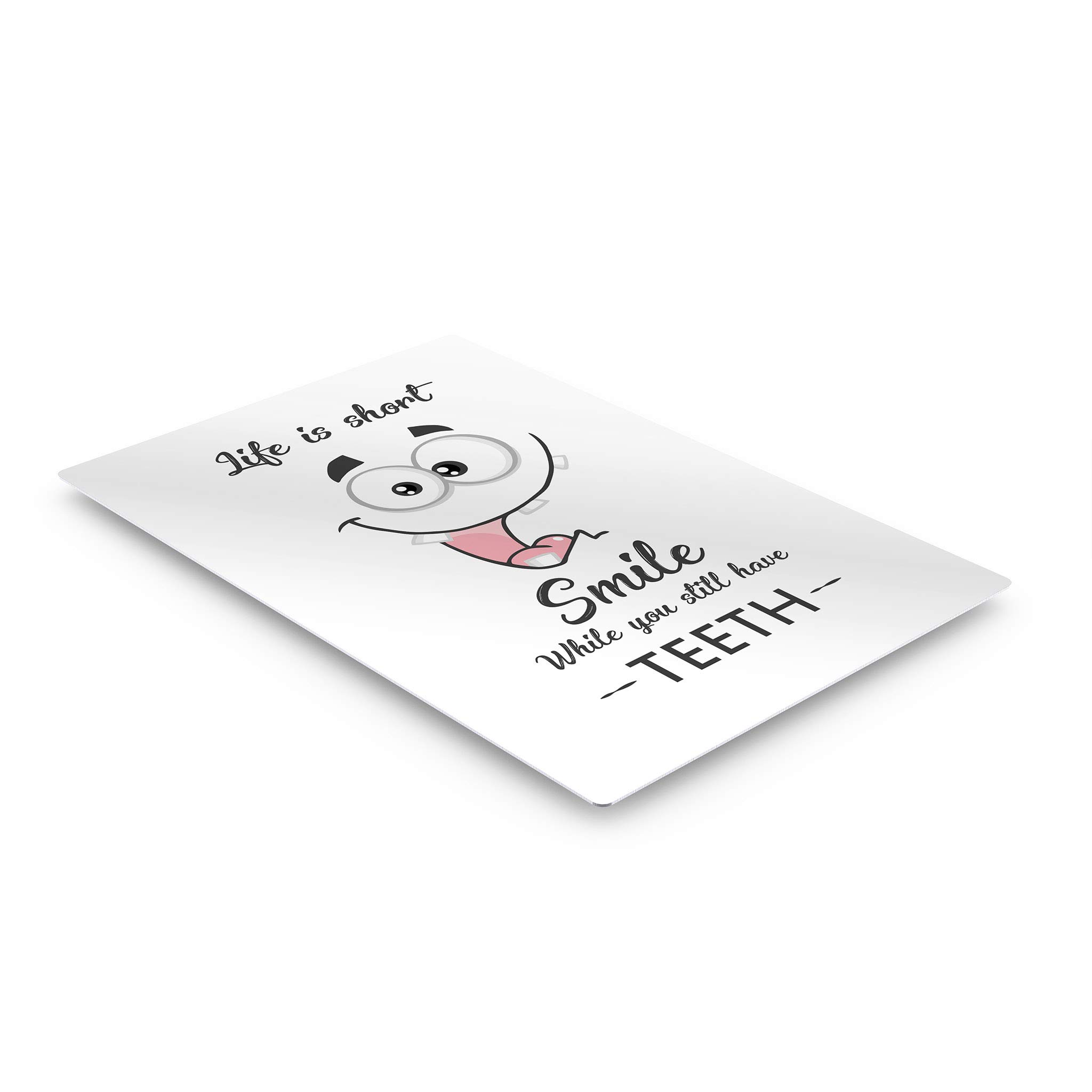 Funny Bathroom Wall Art - 'Life is Short, Smile While You Still Have Teeth' Metal Print Sign | Ready to Hang Bathroom Decor | Home Decoration Made in USA (36x24) | Perfect for Powder Rooms, Guest Baths & Humorous Home Gifts