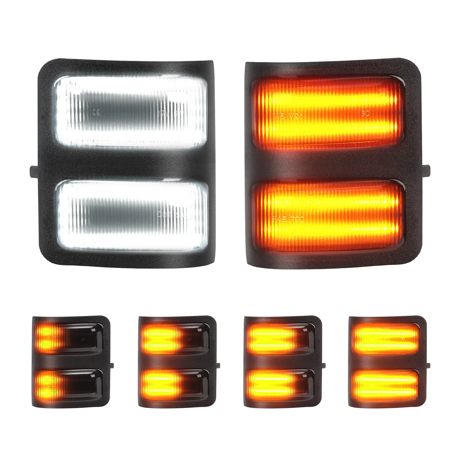 CAFOPAR LED Side Mirror Light Compatible with 2008-2016 Ford F250 F350 F450 F550 Super Duty - Smoked Lens Running Light & Turn Signal Replacement - Enhances Visibility for Night Driving & Off-Road Adventures