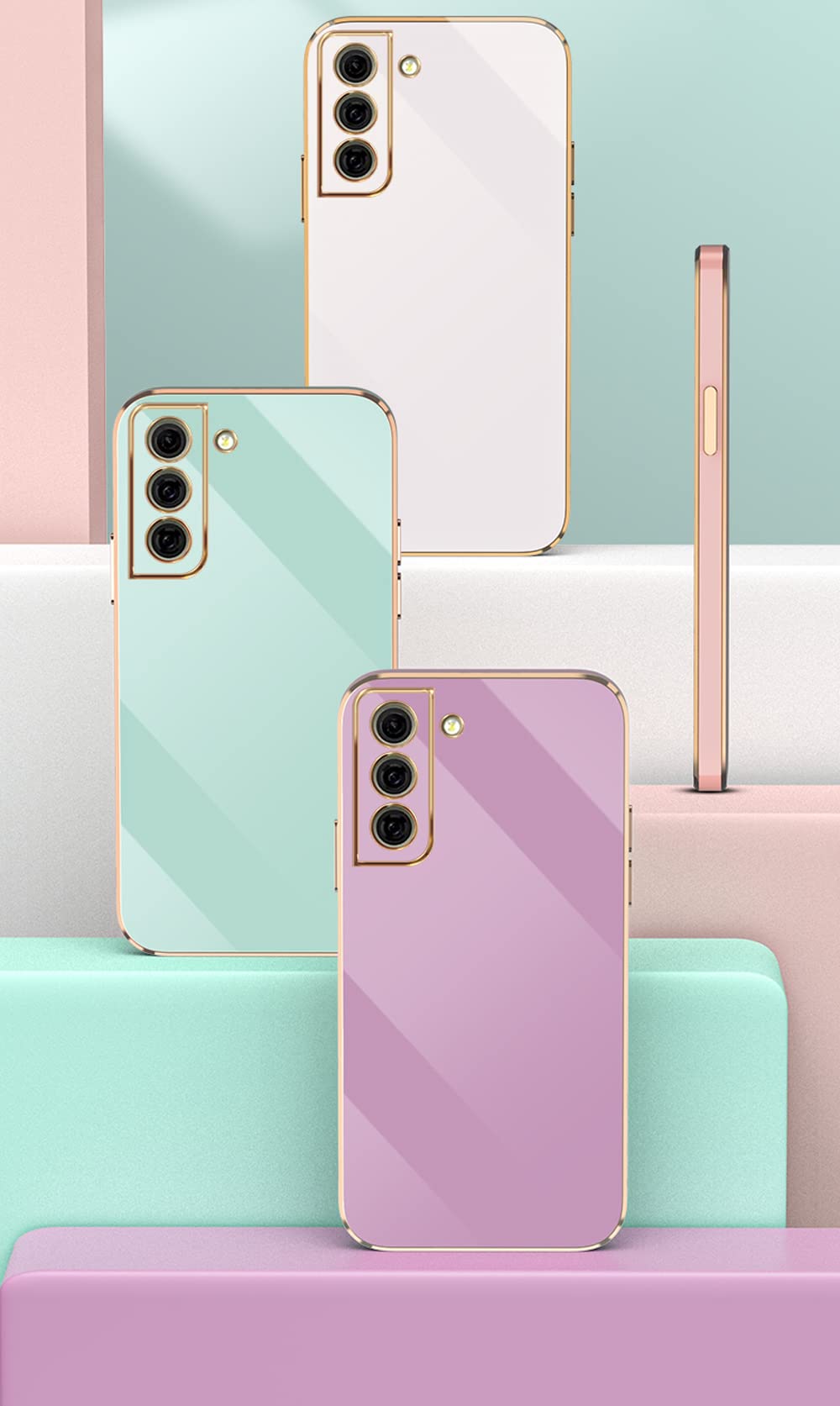 **Samsung Galaxy S21+ Plus Case - Cute Shockproof TPU Cover with Full Camera Protection, Electroplate Bumper for Samsung Galaxy S21 Plus 5G (6.7