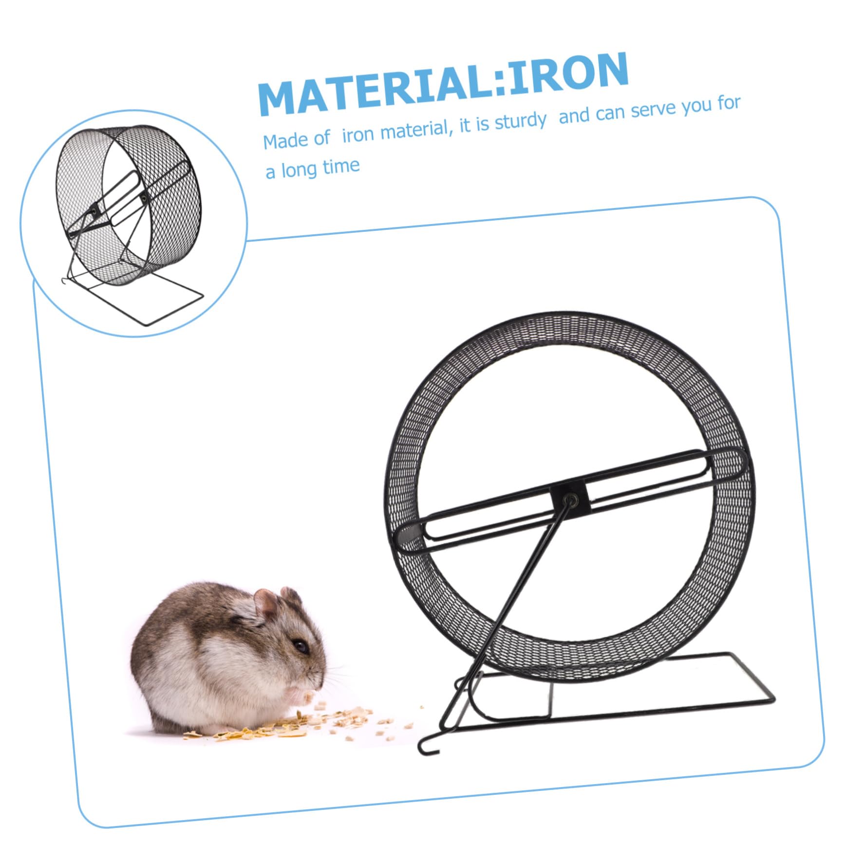FRCOLOR 15-Inch Silent Hamster Running Wheel - Durable Iron Exercise Wheel for Hamsters, Chinchillas, Rats & Small Pets - Noise-Free Spinner for Cage Accessories (Black/White) - Perfect for Nighttime Play & Small Animal Fitness