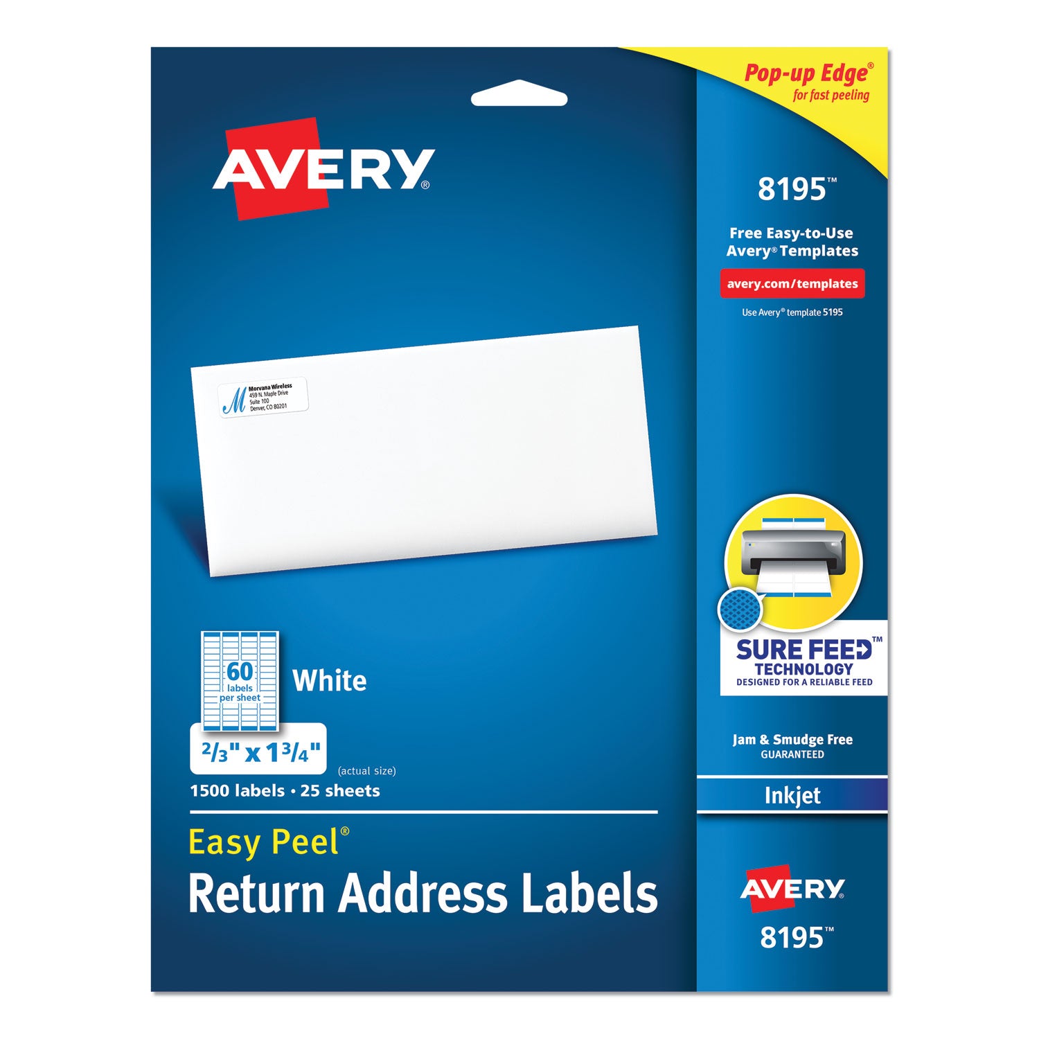 Avery® Easy Peel White Address Labels with Sure Feed Technology for Inkjet Printers - 0.66