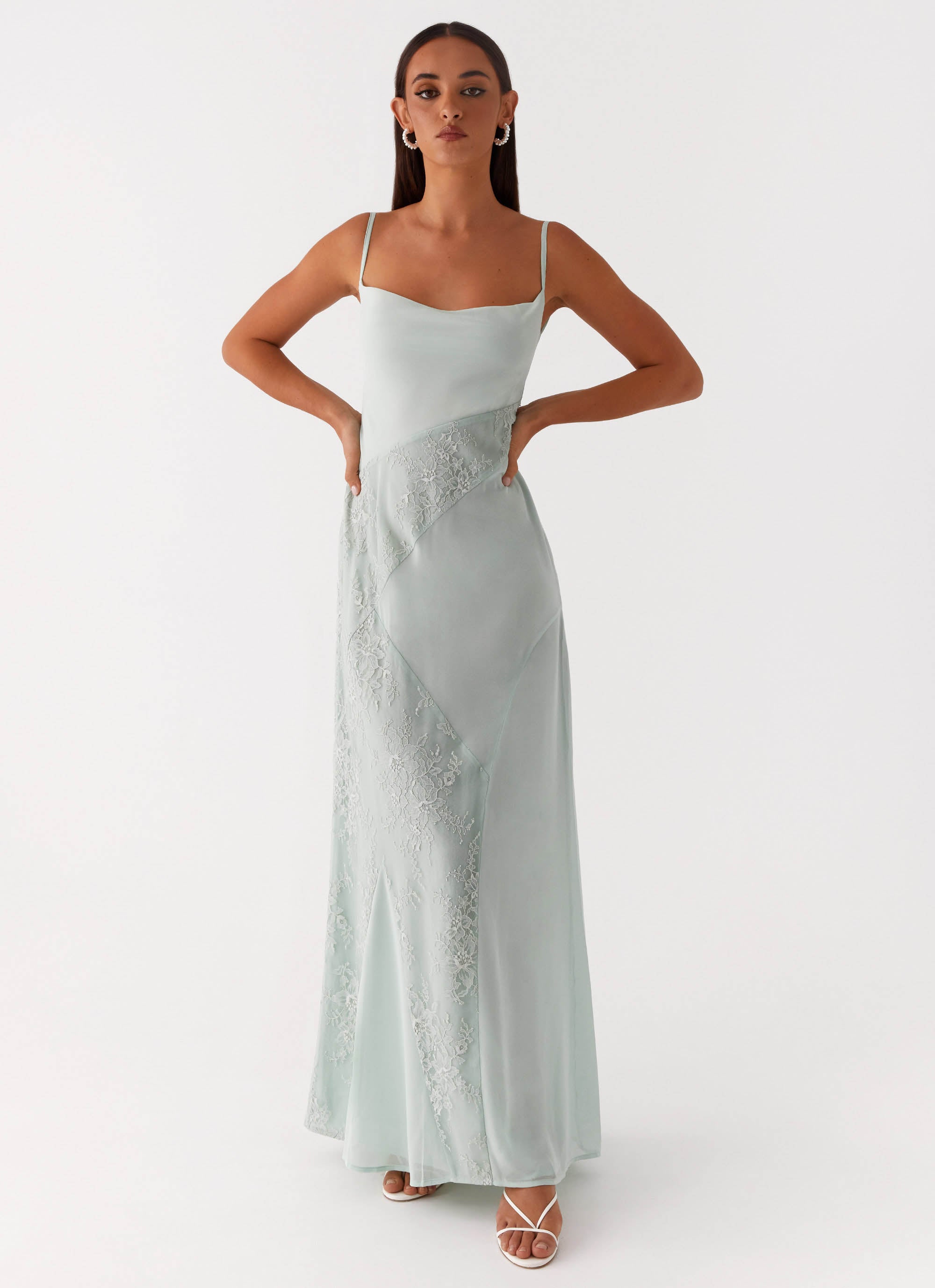 Gabriana Women's Maxi Dress in Sage Green - Elegant Long Flowy Dress for Summer, Beach, Vacation & Special Occasions