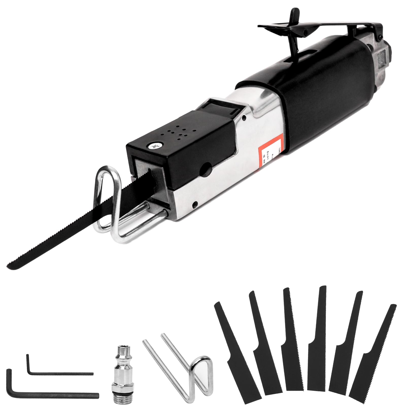 Air Powered Body Saw - Mini Reciprocating Saw Kit with 6 Blades (18T, 24T, 32T) | Lightweight High-Efficiency Pneumatic Metal Cutter for Auto Body Repair & DIY Projects | Perfect for Automotive Shops, Metal Fabrication & Home Workshops