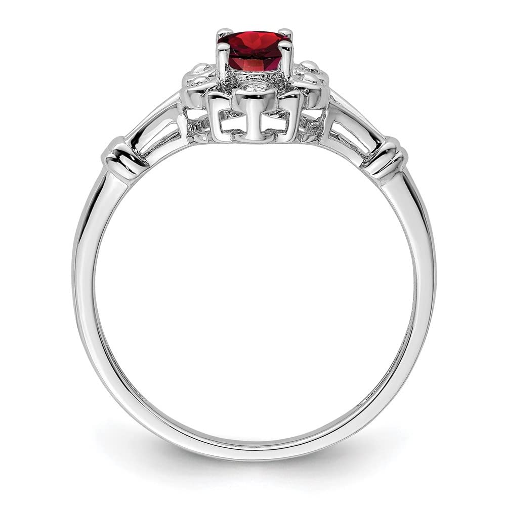 925 Sterling Silver Created Ruby & Diamond Solitaire Ring Size 10 - Elegant Engagement, Anniversary & Wedding Jewelry Gift for Women