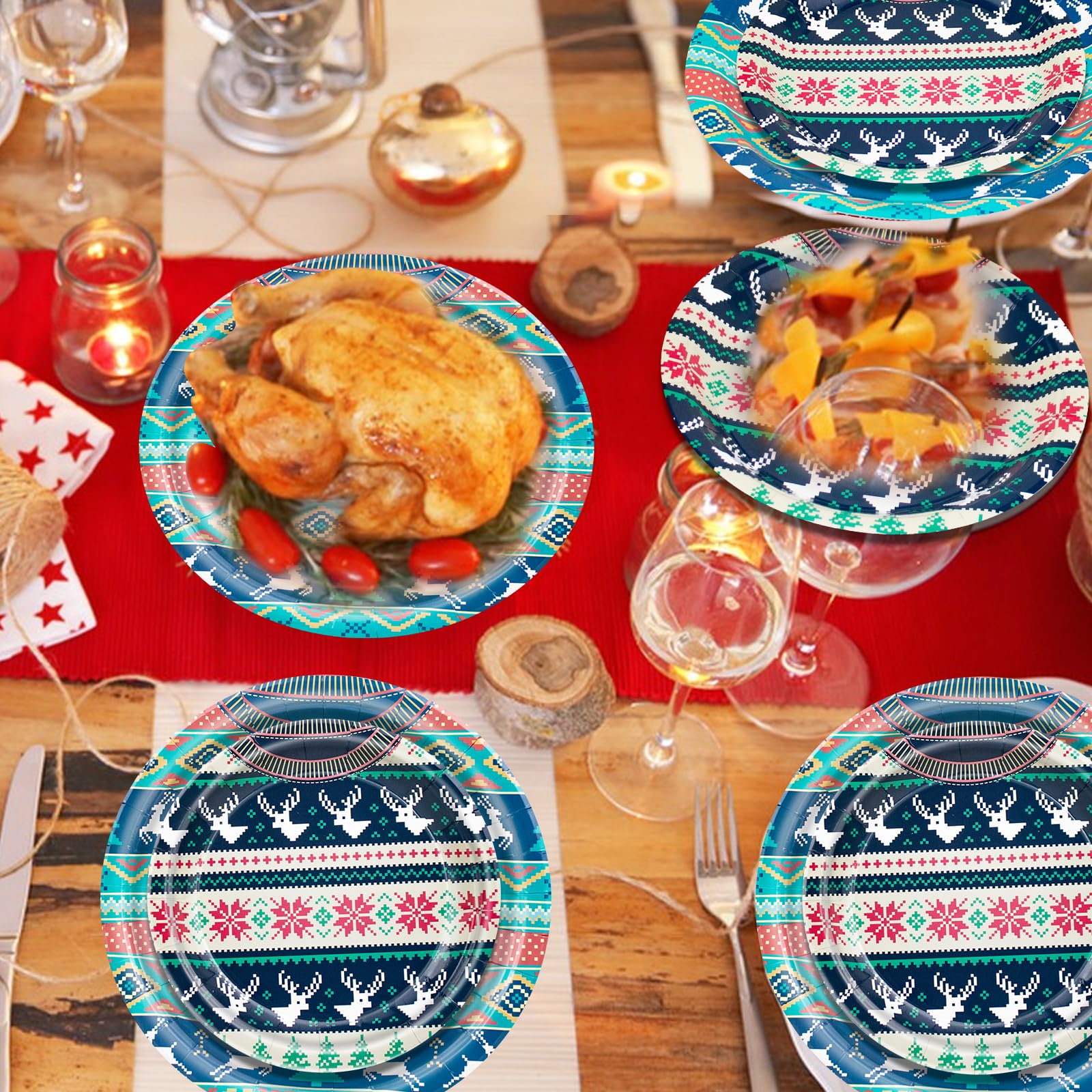 180-Piece Ugly Christmas Sweater Party Supplies Set - Serves 60 Guests | Christmas Paper Plates, Napkins & Dinnerware Kit for Holiday, Birthday & Xmas Celebrations | Includes Dinner Plates, Dessert Plates & Napkins | Perfect for Christmas Parties, Office Events & Family Gatherings