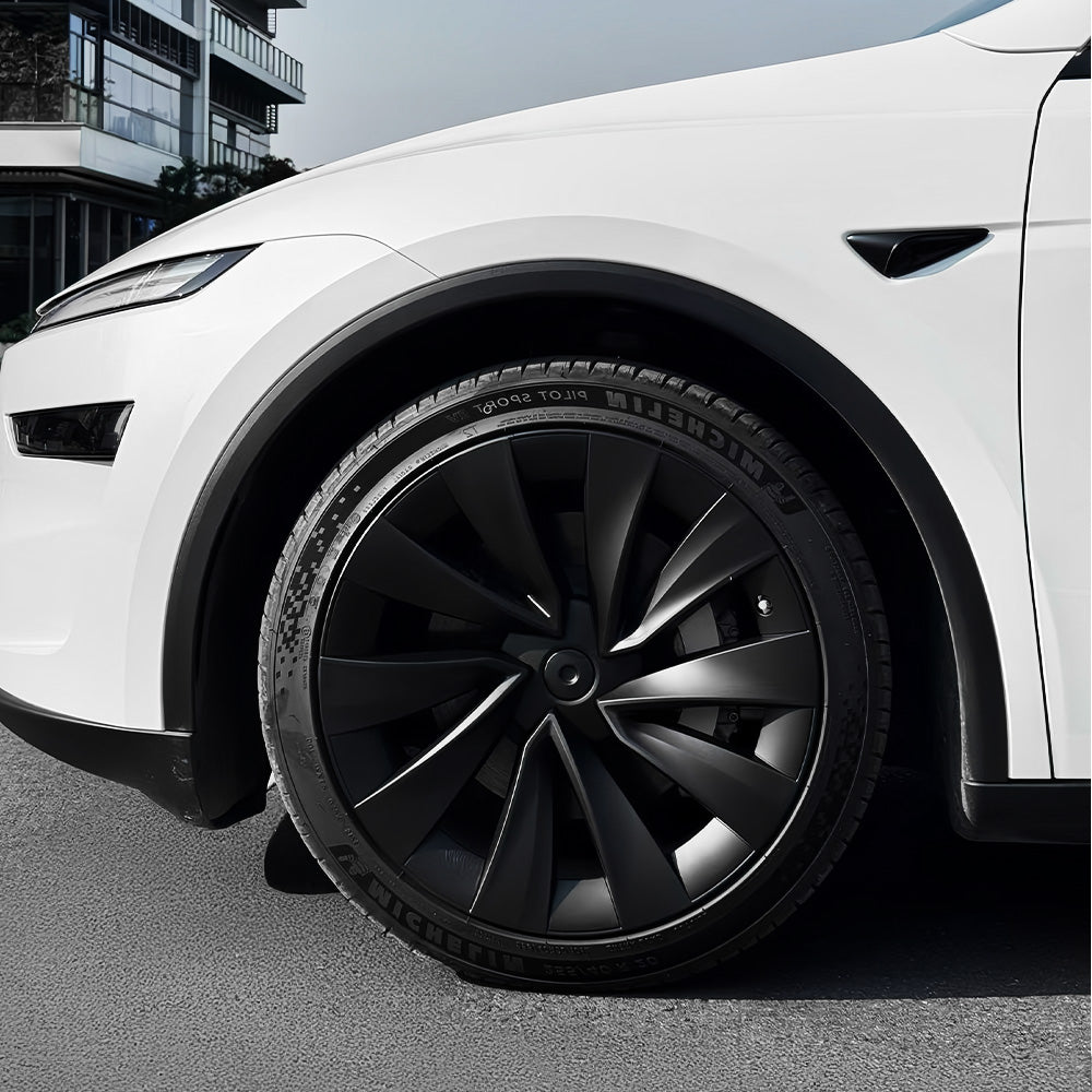 2025+ Tesla Model Y Juniper 20 Inch Helix Wheel Covers - Matte Black OEM Style Hubcaps | Premium Alloy Wheel Protection | Perfect for Road Trips & Daily Commutes