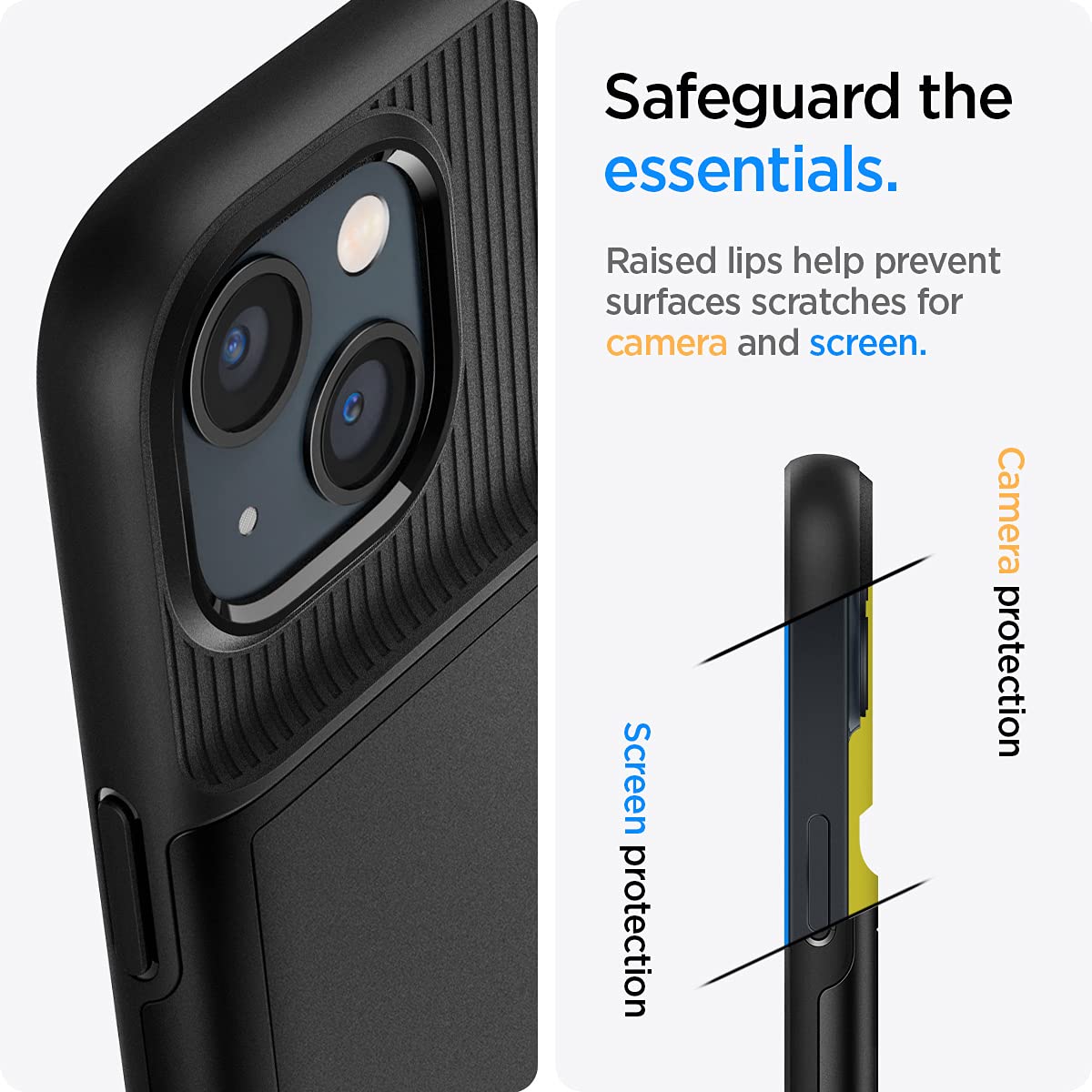 Spigen Slim Armor CS iPhone 13 Case (2021) - Protective & Slim Design with Card Slot | Perfect for Everyday Use & Travel | Black