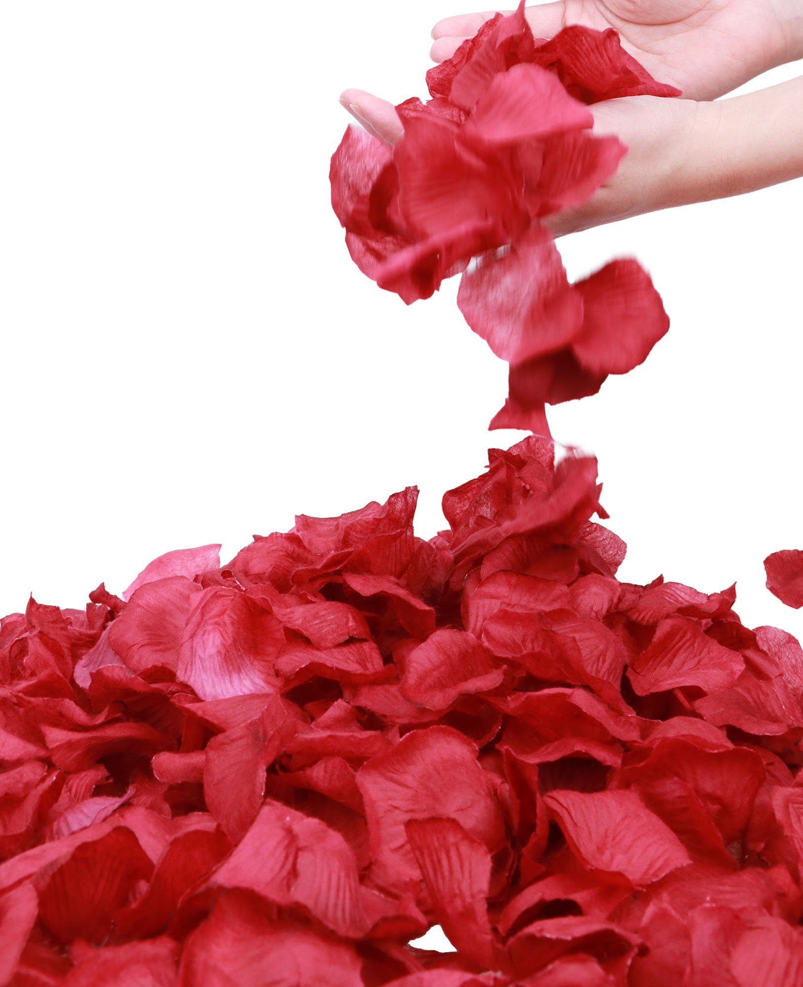 1000PCS Dark Red Artificial Rose Petals - Bulk Silk Flower Petals for Weddings, Valentine's Day, Romantic Nights, Anniversaries & Home Decor | Fake Red Rose Petals for Table Scatter, Aisle Walkway, Bed Decoration