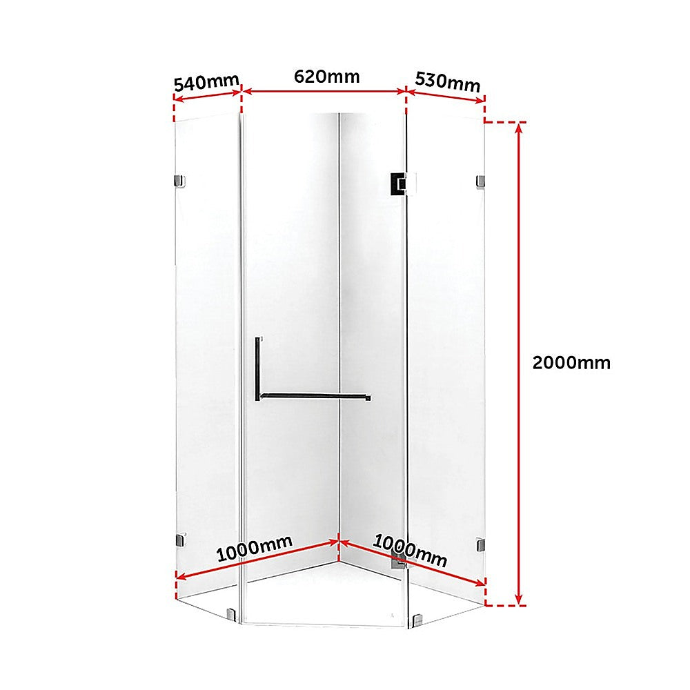 10mm Frameless Glass Shower Screen 1000x1000mm - Premium Bathroom Enclosure by Della Francesca | Perfect for Modern Walk-in Showers and Spa Bathrooms
