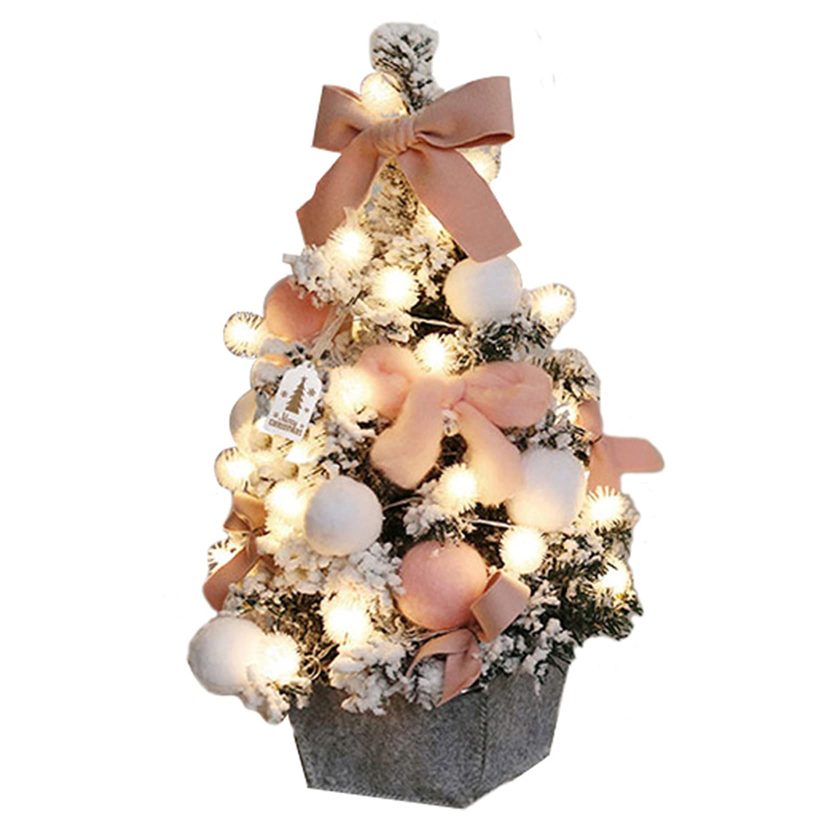 22 Inch Mini Artificial Christmas Tree with Lights & Ornaments - GMZS Tabletop Xmas Tree for Home, Office, Party Holiday Decorations | Perfect for Christmas, Winter Festivals & Gift Exchanges