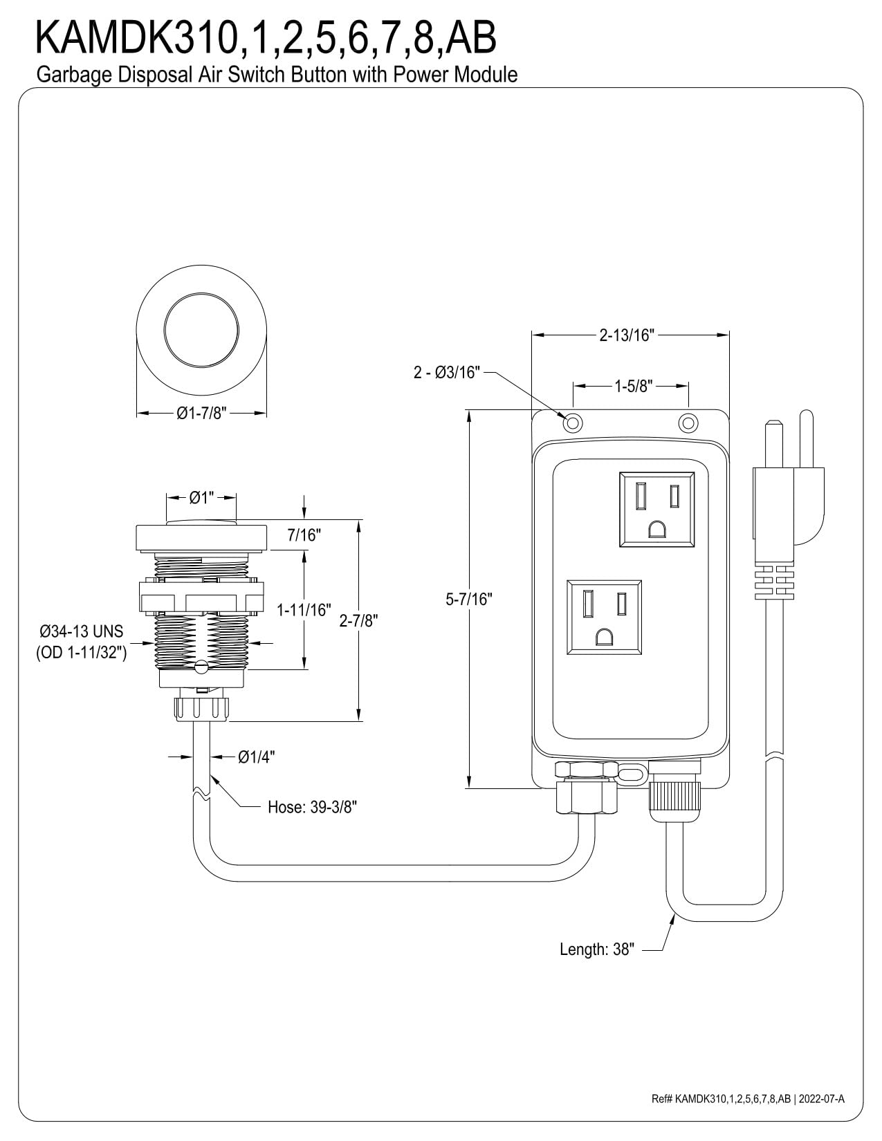 Kingston Brass KAMDK316 Gourmetier Dual Outlet Garbage Disposal Air Switch Kit - Polished Nickel Finish for Kitchen Sink Waste Disposal System | Perfect for Home Renovation & Modern Kitchen Upgrades