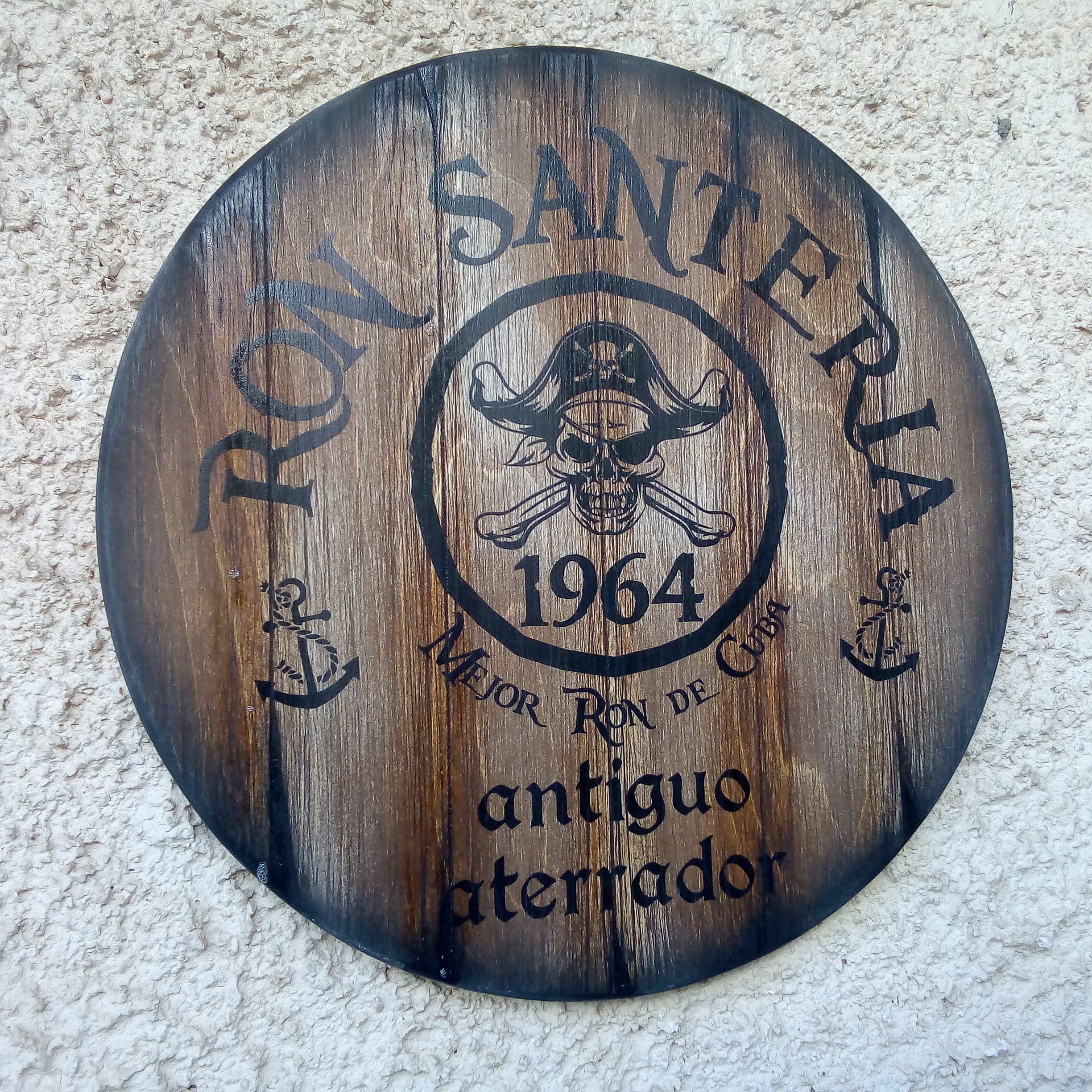 Custom Wooden Wall Sign Inspired by Old Rum Barrel Tops - Personalized Rustic Home Decor for Living Room, Home Bar, Man Cave & Kitchen - Handmade Wood Art for Unique Gifts & Cozy Spaces