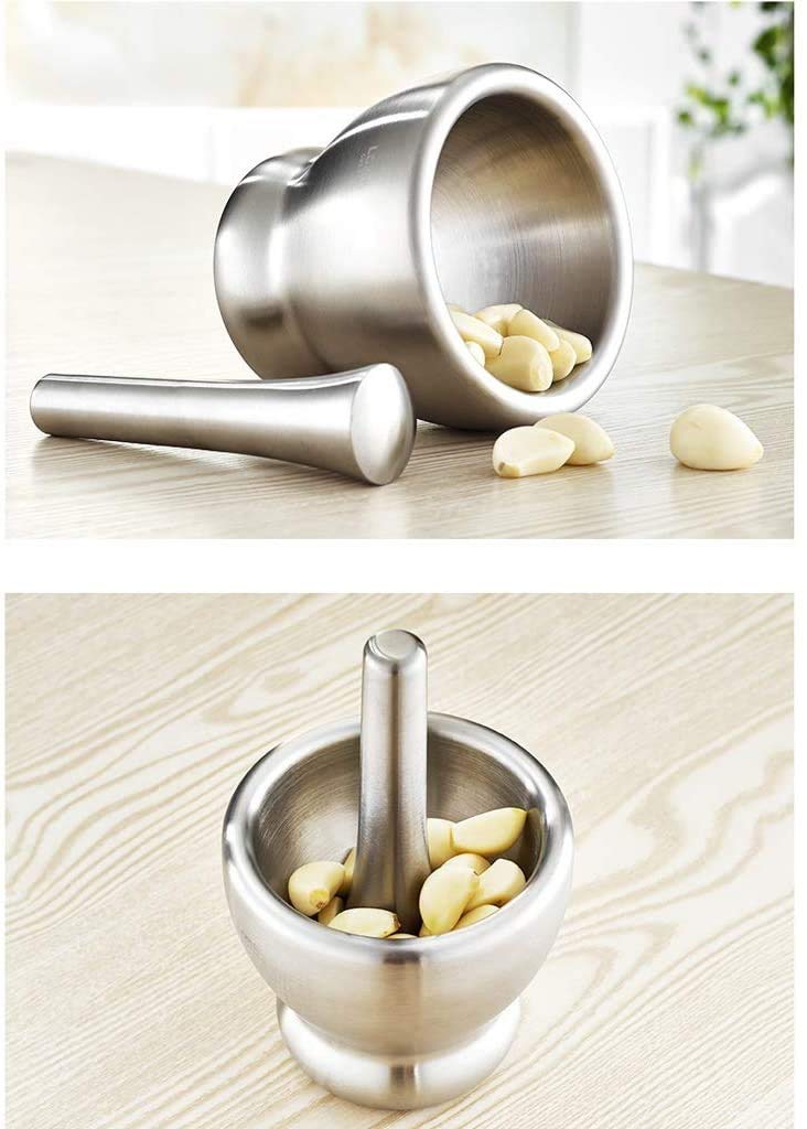 Premium 304 Stainless Steel Mortar and Pestle Set - Spice Grinder, Herb Crusher & Garlic Press for Fresh Seasonings - Perfect for Kitchen, Pharmacy, and Herbal Medicine Preparation