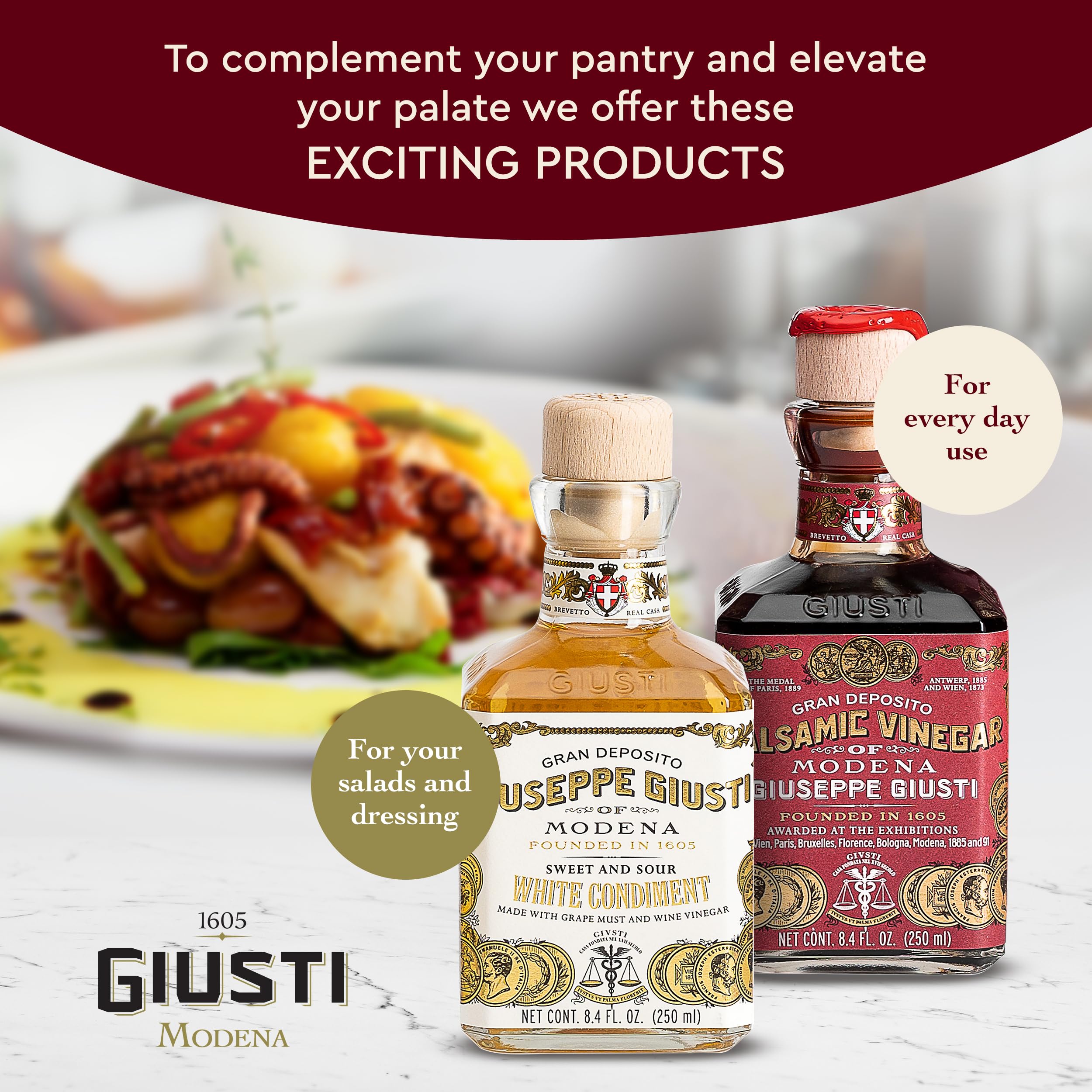 Premium Giusti 25-Year Aged Traditional Balsamic Vinegar of Modena DOP - Extra Vecchio Grade - Imported from Italy - Engraved Wooden Gift Box - Perfect for Gourmet Cooking, Salads & Luxury Gifts