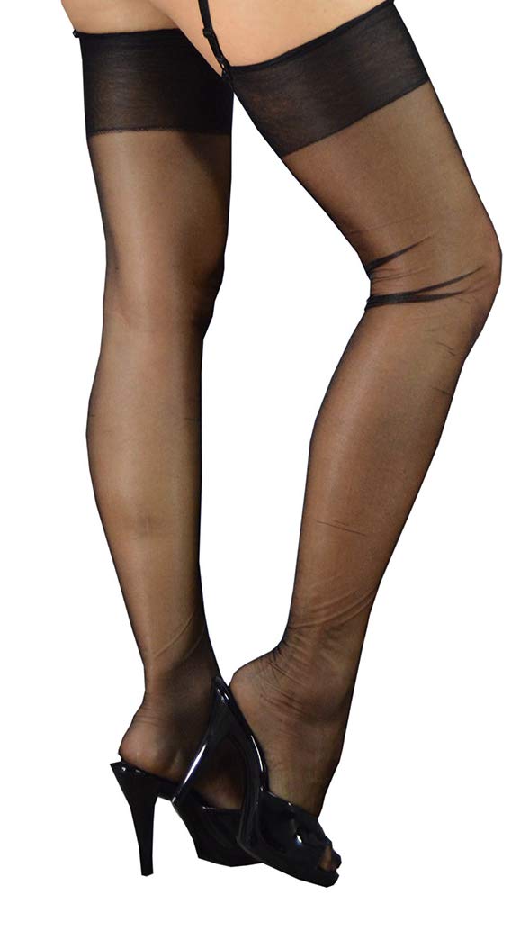 Pearl & Poseidon Olivia Vintage Sheer Nylon Stockings - Retro Style Thigh High Stockings for Women, Classic 50s Pinup Look - Perfect for Cosplay, Burlesque Shows & Vintage Fashion Outfits