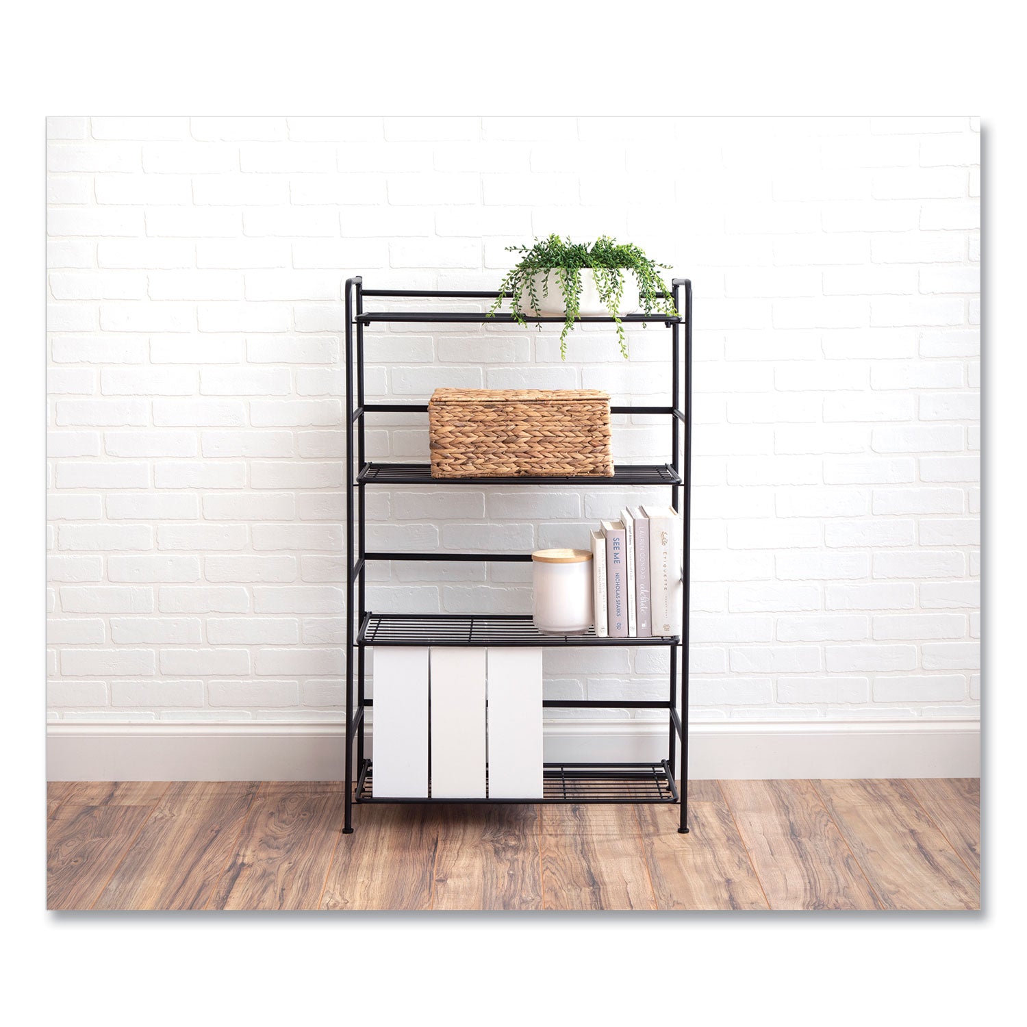Advantus Black FlipShelf 4-Tier Shelving Unit - 26.5