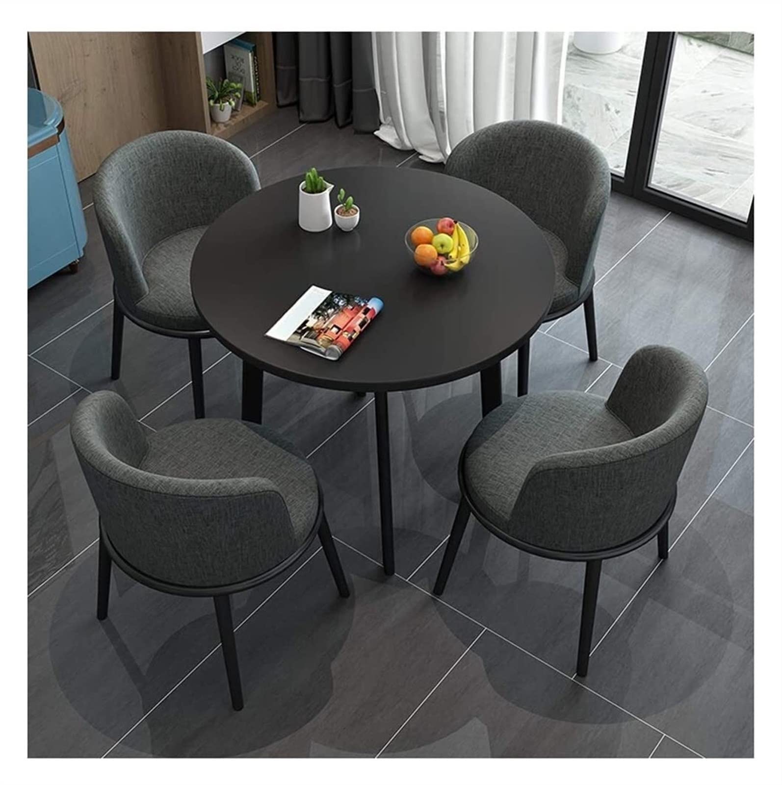 Modern Round Office Conference Table - Space-Saving Small Meeting Room Furniture Set with Chairs for Negotiations | Ideal for Office, Coffee Shop, Bar & Restaurant (Gray)