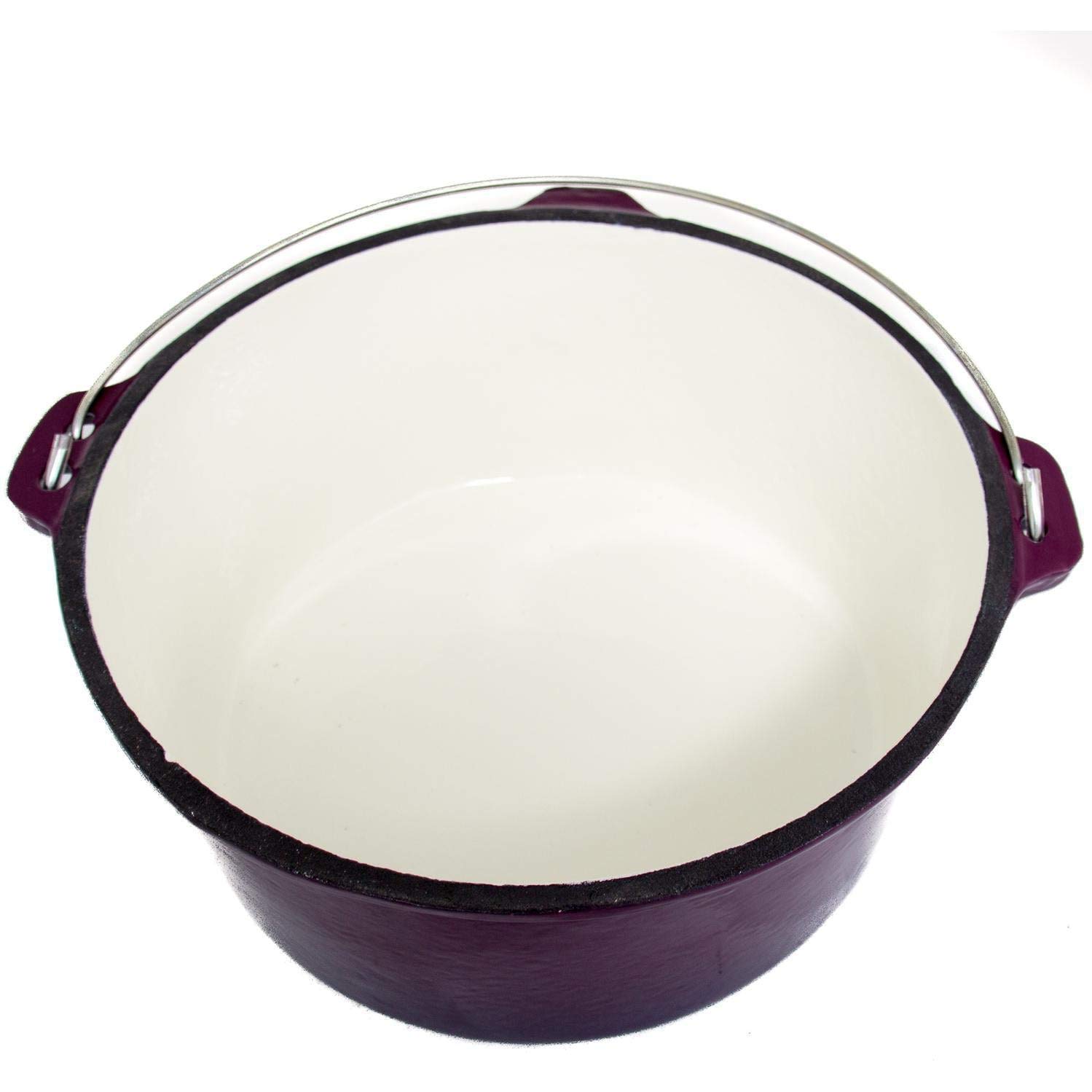 12-Quart Enameled Cast Iron Dutch Oven with Lid - Purple & Gold (GL10489PG) - Perfect for Braising, Stewing & Baking - Ideal for Family Dinners & Outdoor Cooking