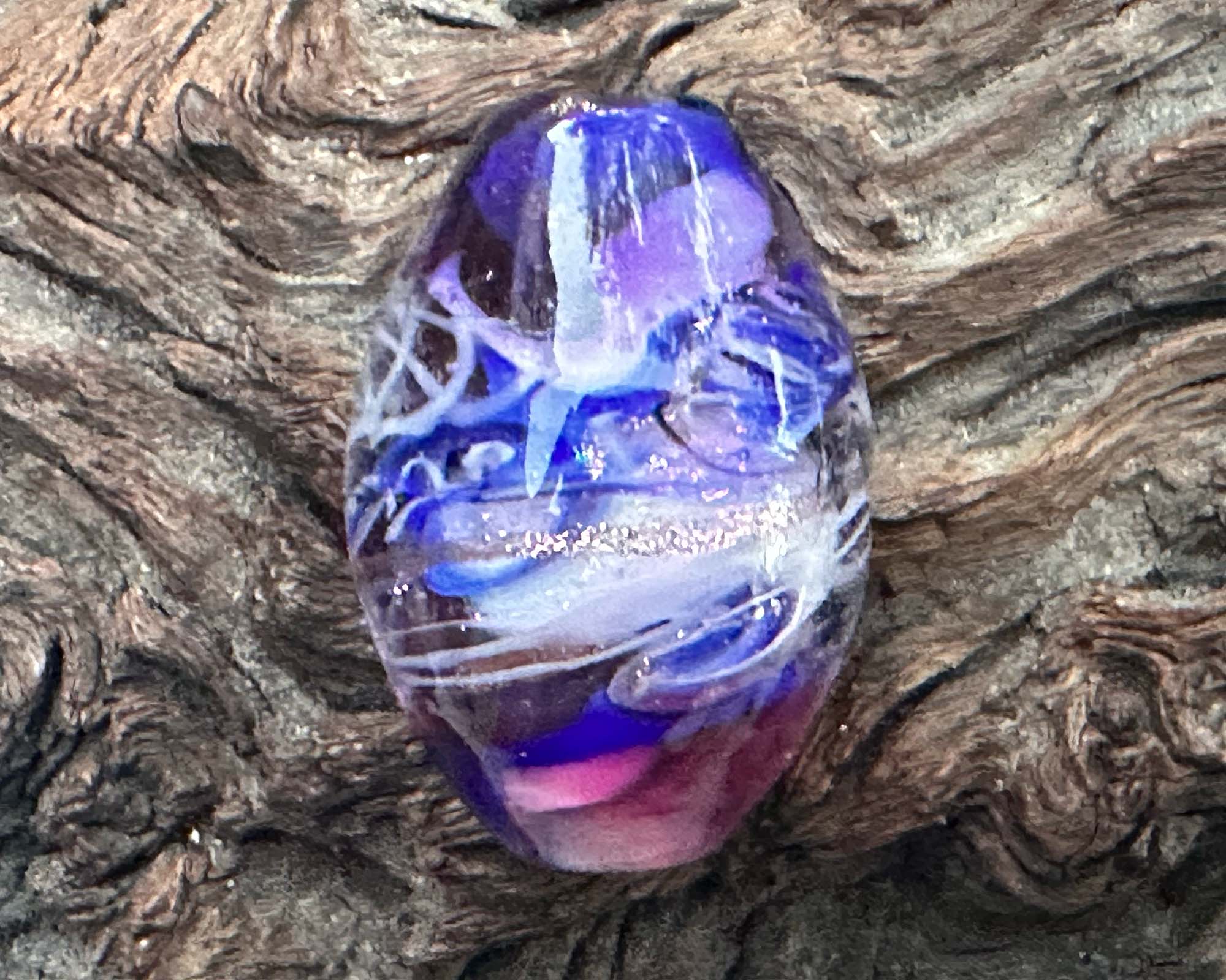 Handmade Purple Swirls Shimmer Lampwork Glass Focal Bead for Jewelry Making - Perfect for Necklaces, Bracelets & DIY Craft Projects