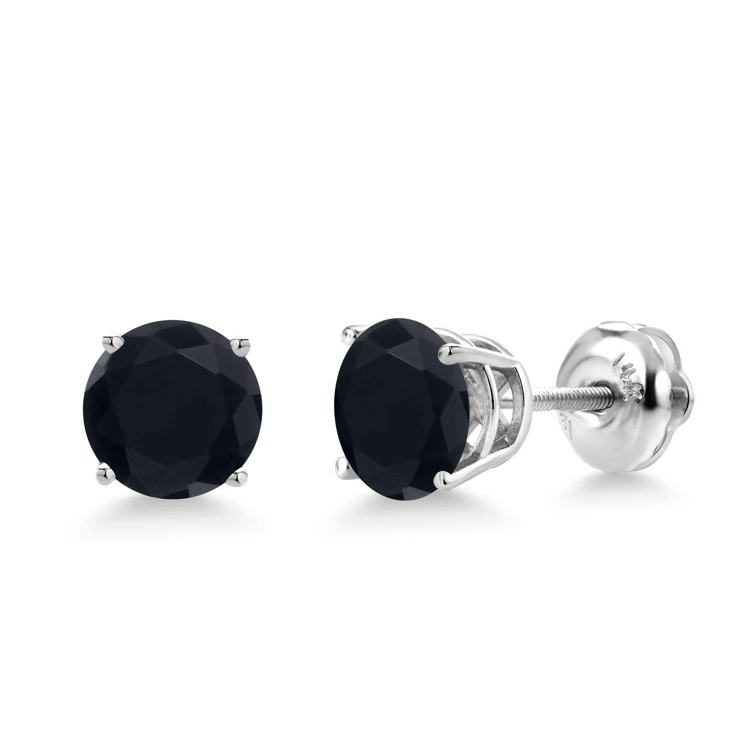 14K White Gold 6MM Round Birthstone Stud Earrings for Women & Men | Screw Back Gemstone Earrings | Perfect for Birthdays, Anniversaries & Gifts