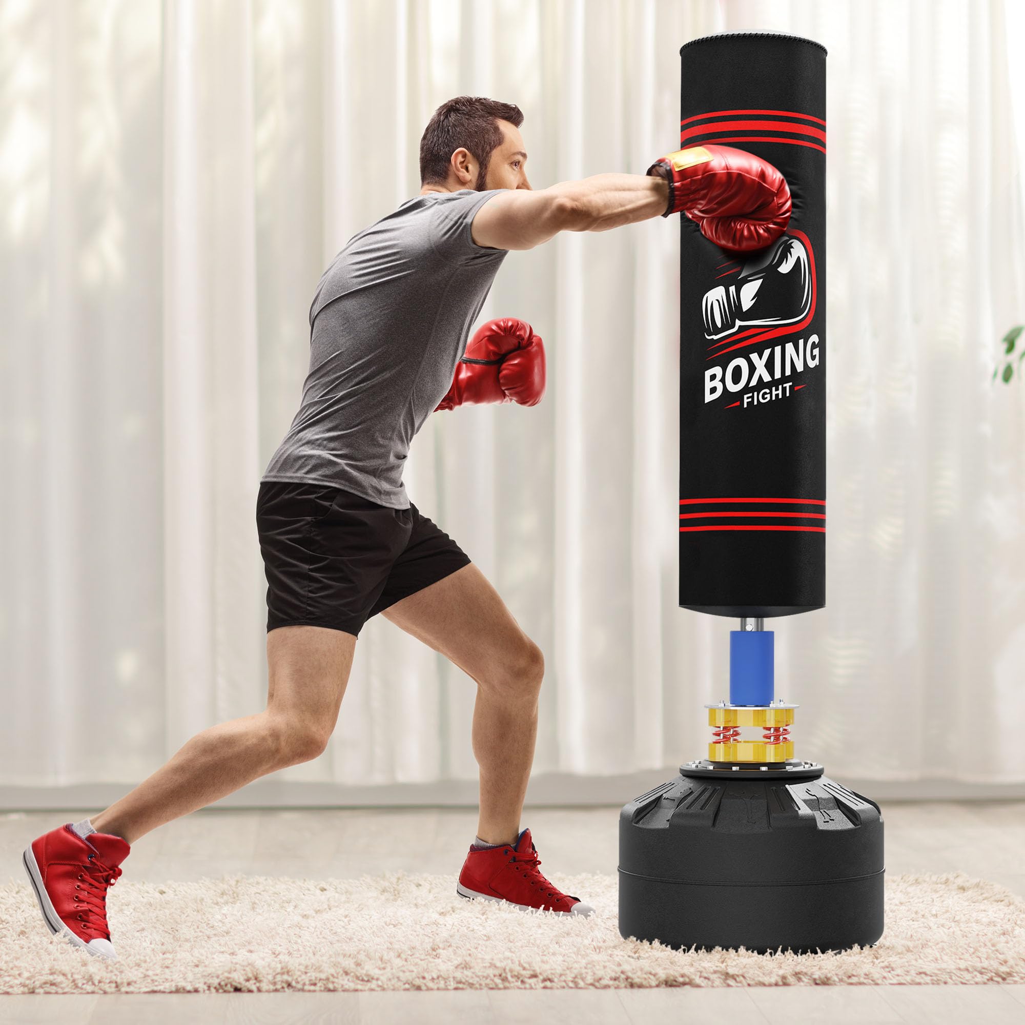 Elevens Freestanding Punching Bag for Adults - Heavy Duty Boxing Training Equipment for Home Gym, MMA, Kickboxing & Fitness Workouts | Perfect for Garage, Basement & Backyard Training