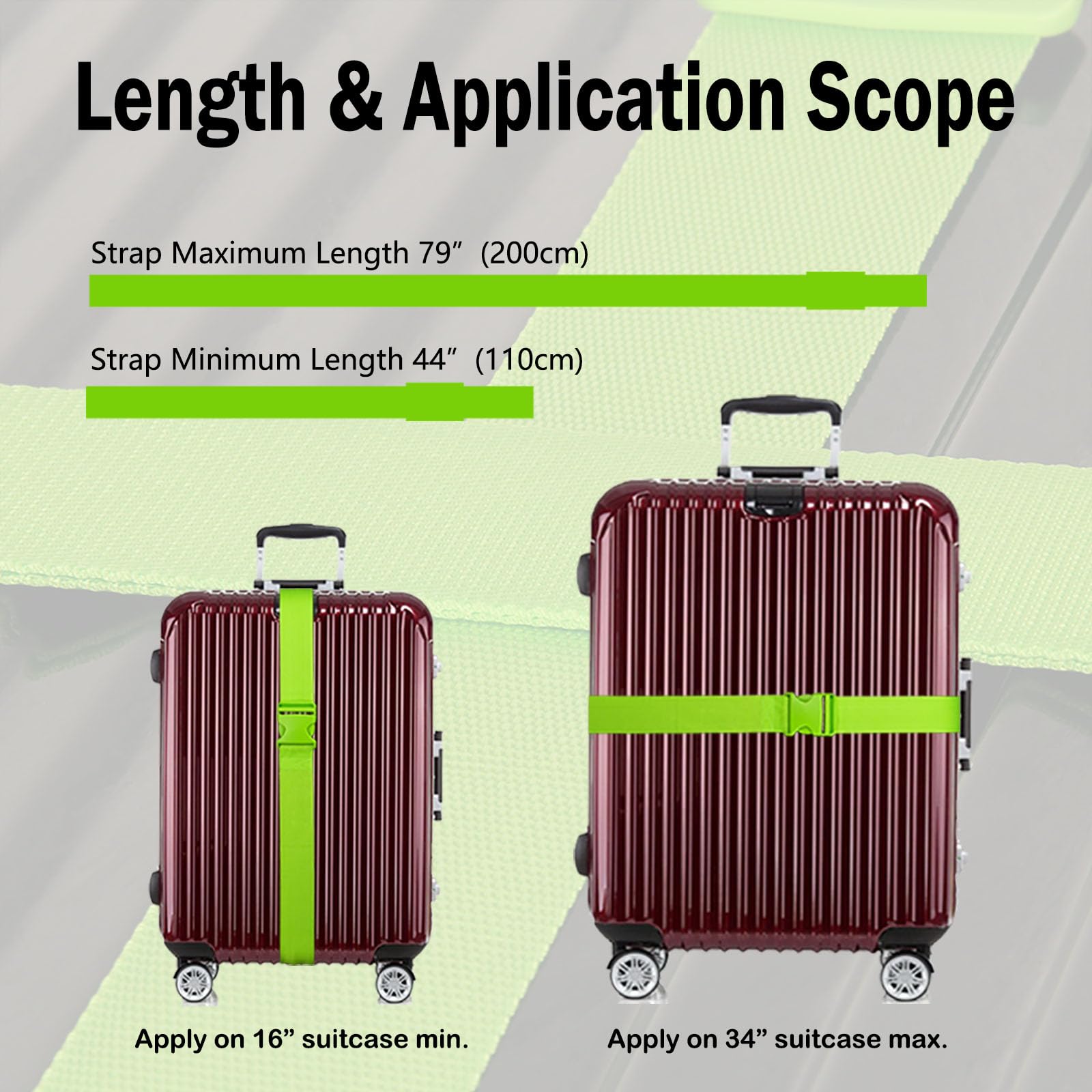 Heavy Duty Adjustable Luggage Straps for Suitcases, Uprights, Duffels & Travel Bags - 79