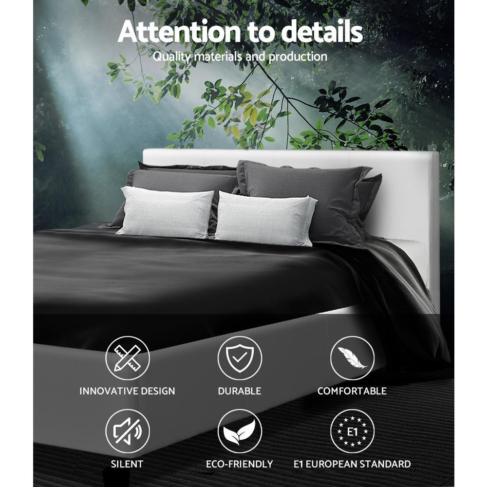 Coogee Bed White & Normay Series Pillow Top Mattress - Medium Firm Support, Double Package Set for Ultimate Comfort | Perfect for Guest Rooms, Dorms & Small Apartments